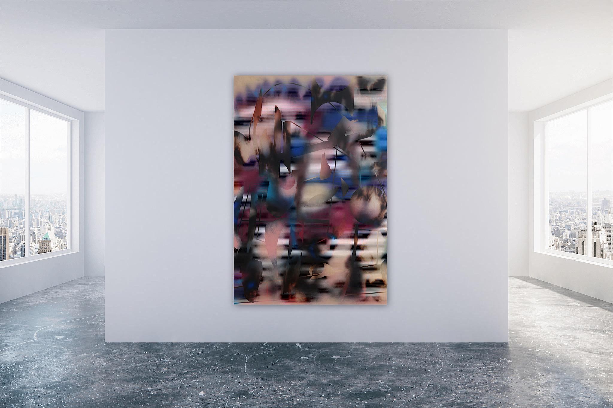 Paravent 2023.2 (grid-Gemälde abstraktes Holz zeitgenössische leuchtende Farben optisch) (Geometrische Abstraktion), Mixed Media Art, von Melisa Taylor Metzger