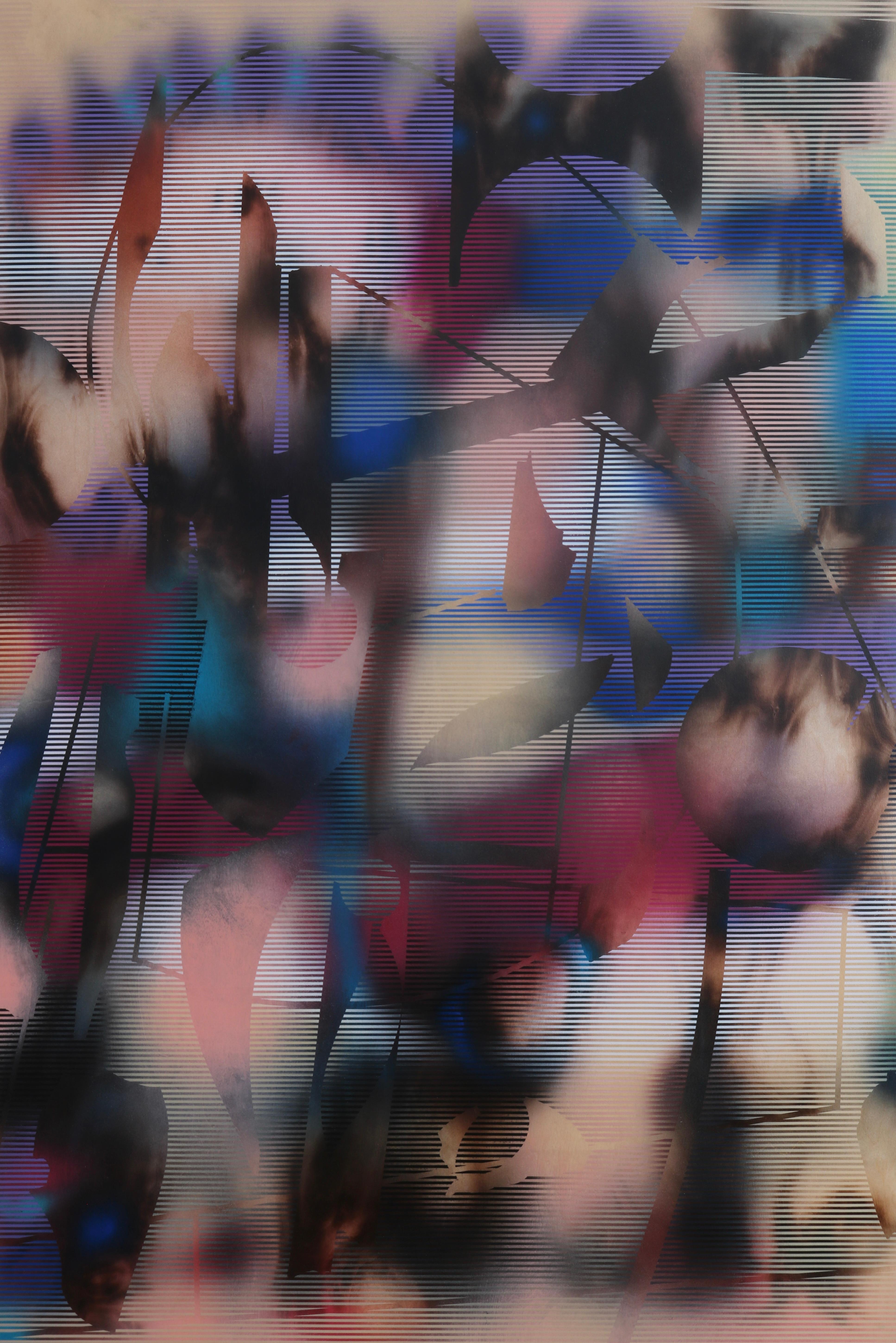 Paravent 2023.2 (grid-Gemälde abstraktes Holz zeitgenössische leuchtende Farben optisch) – Mixed Media Art von Melisa Taylor Metzger