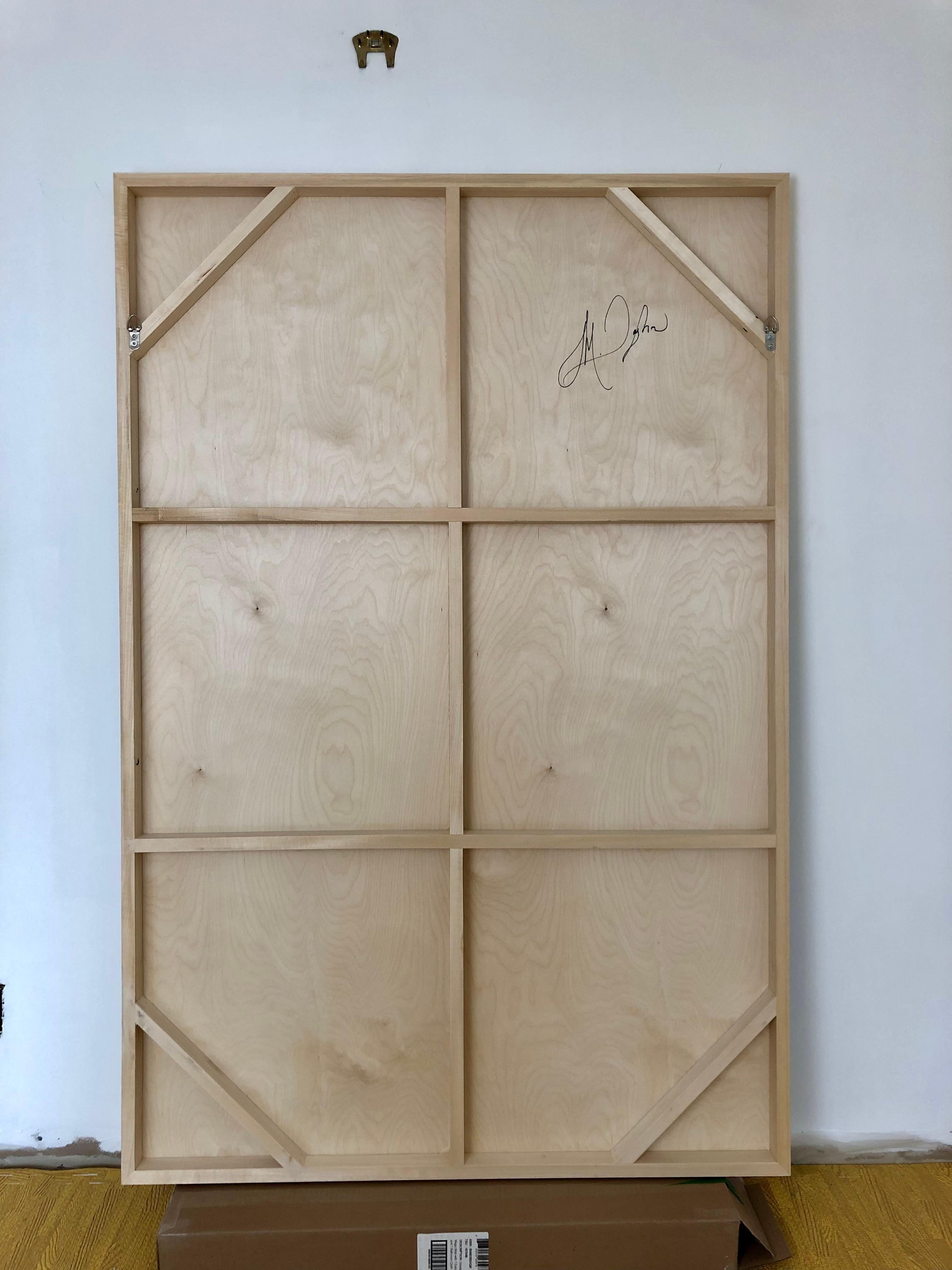 Paravento 2023.5 (quadro a griglia astratto in legno vibrante con motivi organici ottici) - Painting di Melisa Taylor Metzger
