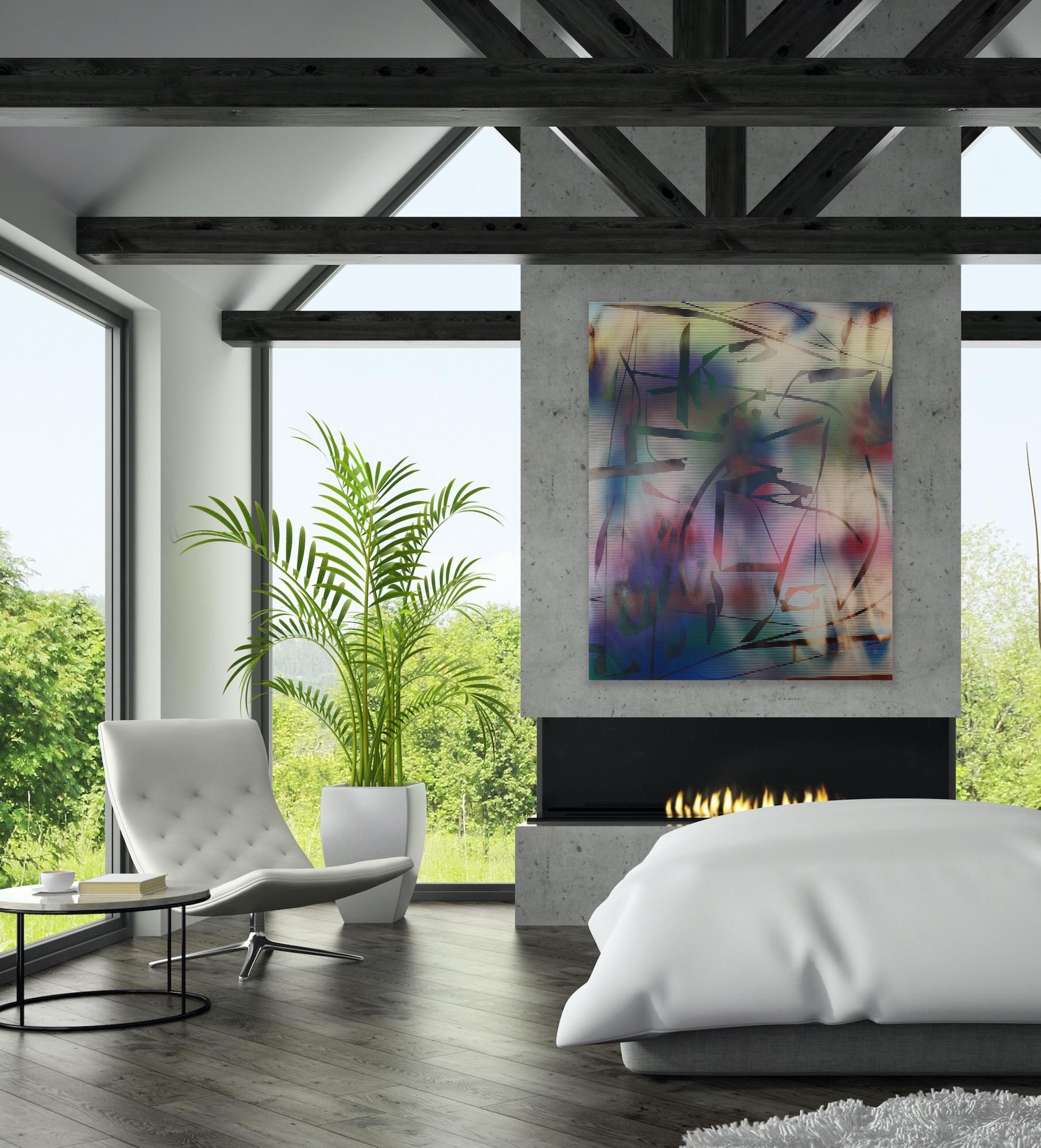 Pantalla 2024.2 (cuadro cuadriculado abstracto madera contemporáneo naturaleza óptica) en venta 15