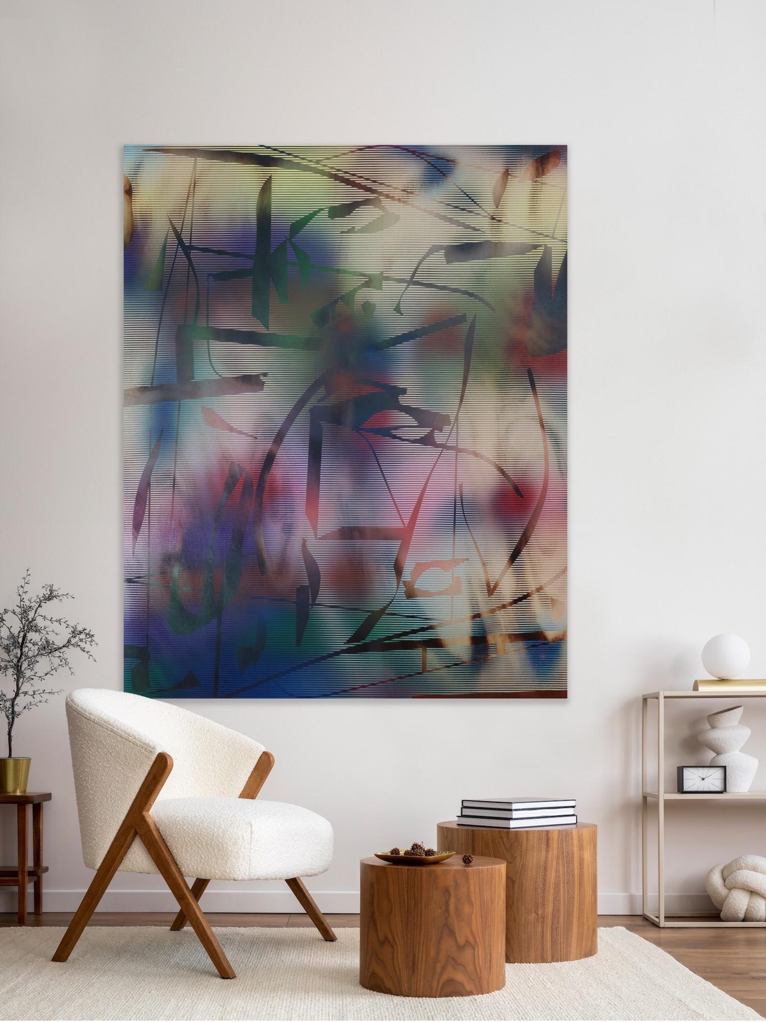 Pantalla 2024.2 (cuadro cuadriculado abstracto madera contemporáneo naturaleza óptica) - Painting Geométrico abstracto de Melisa Taylor Metzger