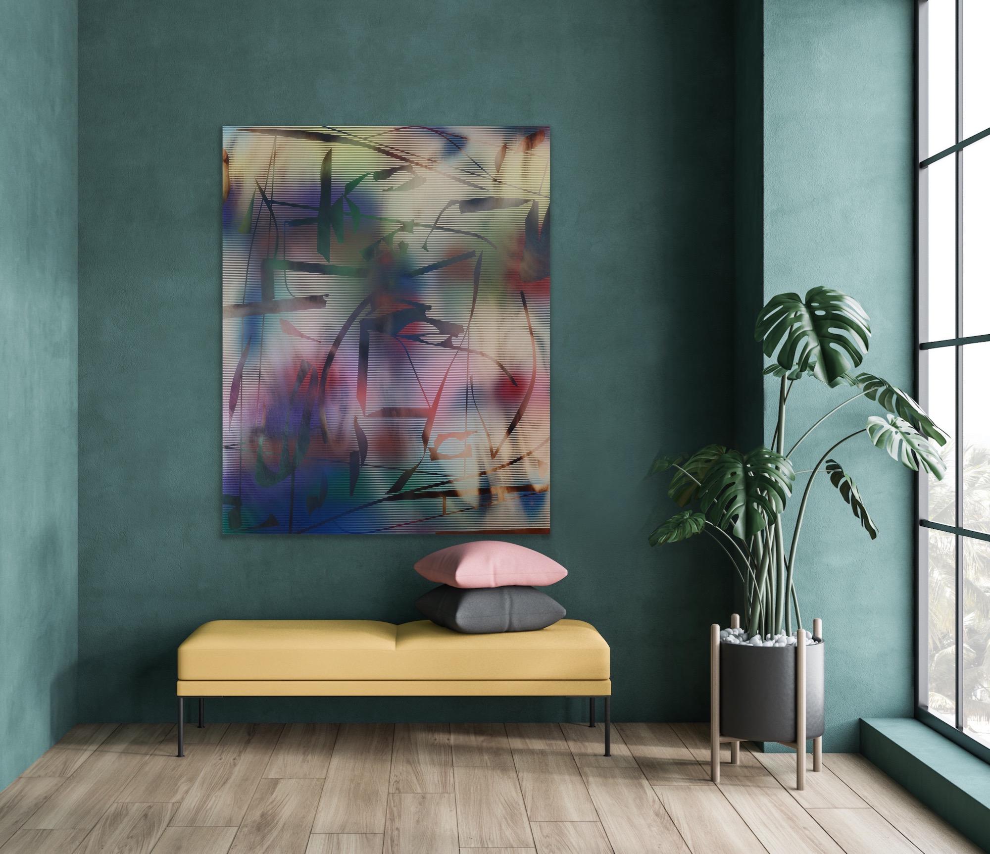 Pantalla 2024.2 (cuadro cuadriculado abstracto madera contemporáneo naturaleza óptica) en venta 2