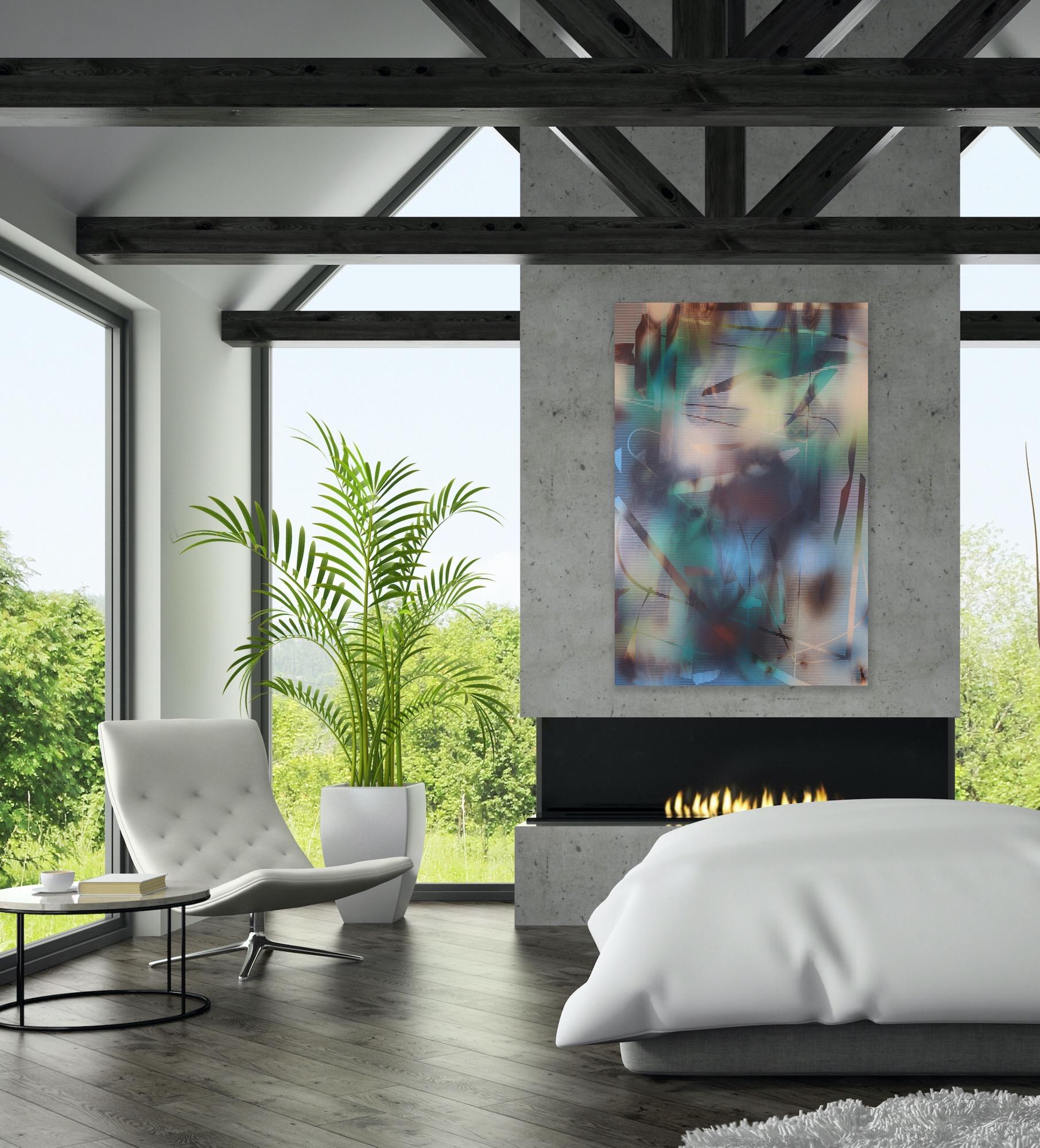 Pantalla 2024.3 (cuadro cuadriculado abstracto madera contemporáneo naturaleza óptica) en venta 8