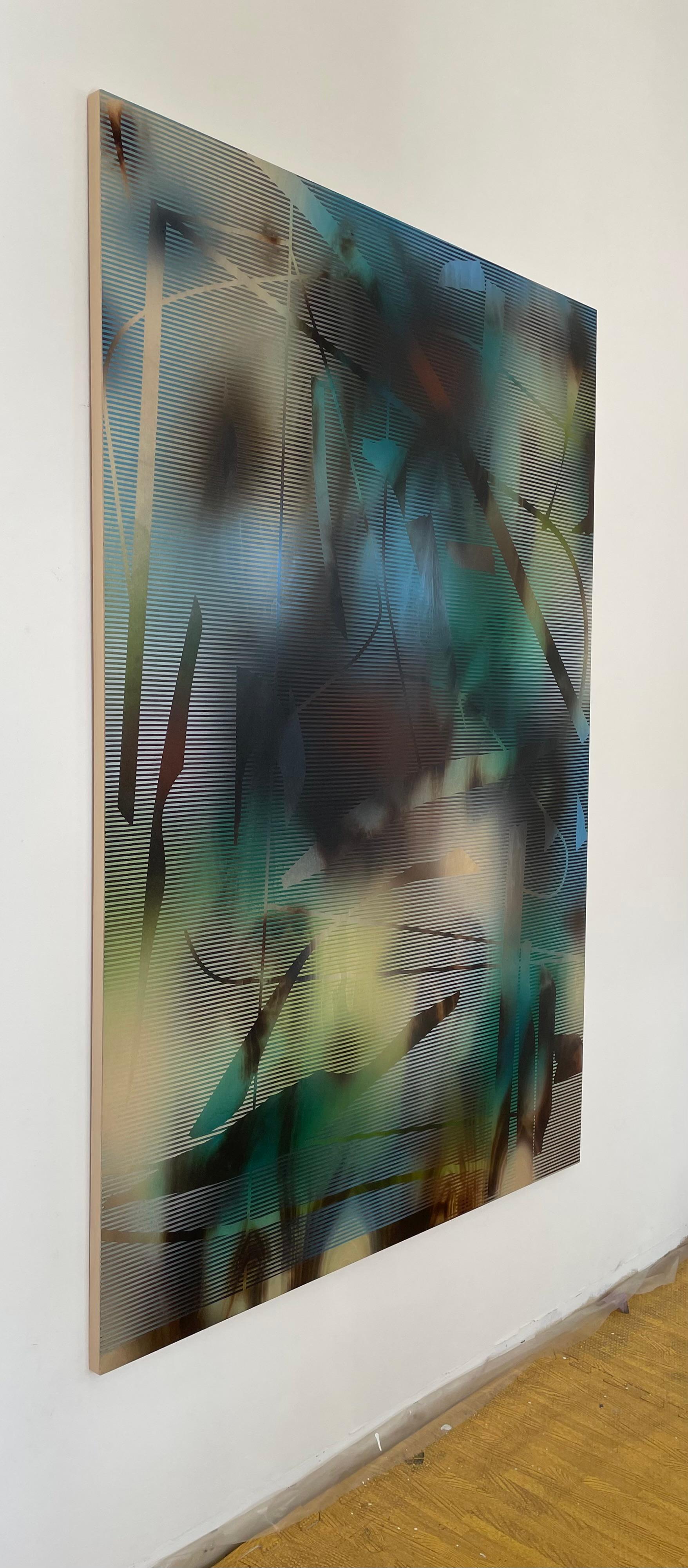 Pantalla 2024.3 (cuadro cuadriculado abstracto madera contemporáneo naturaleza óptica) - Mixed Media Art Geométrico abstracto de Melisa Taylor Metzger