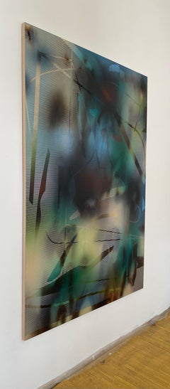 Schermo 2024.3 (griglia pittura astratta legno contemporaneo nature optical)