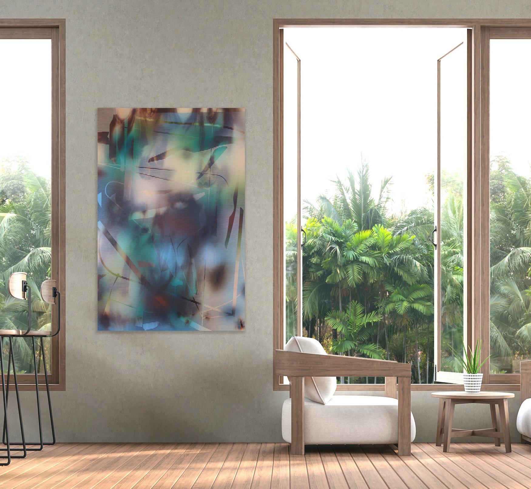 Pantalla 2024.3 (cuadro cuadriculado abstracto madera contemporáneo naturaleza óptica) en venta 2