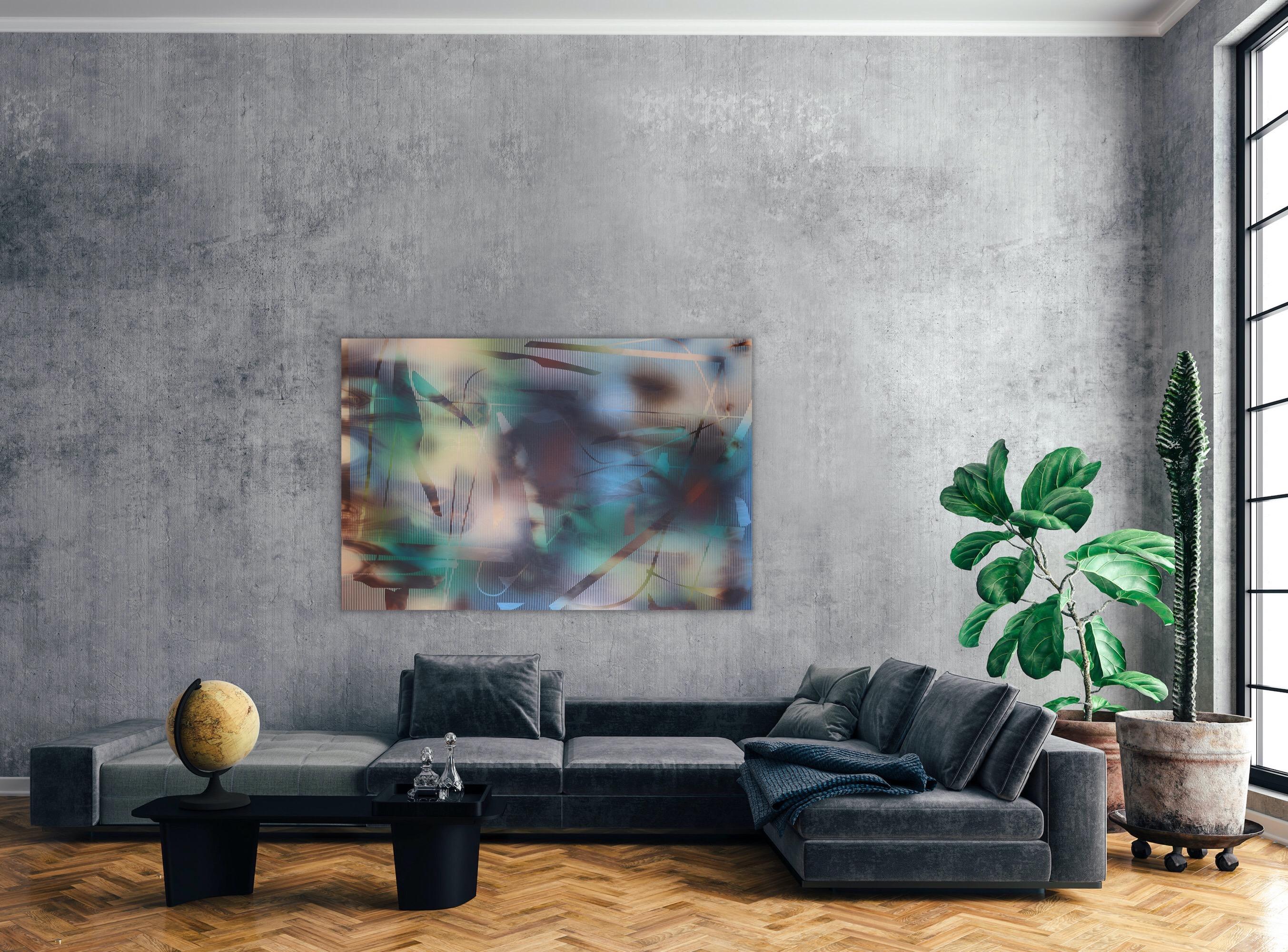 Pantalla 2024.3 (cuadro cuadriculado abstracto madera contemporáneo naturaleza óptica) en venta 4