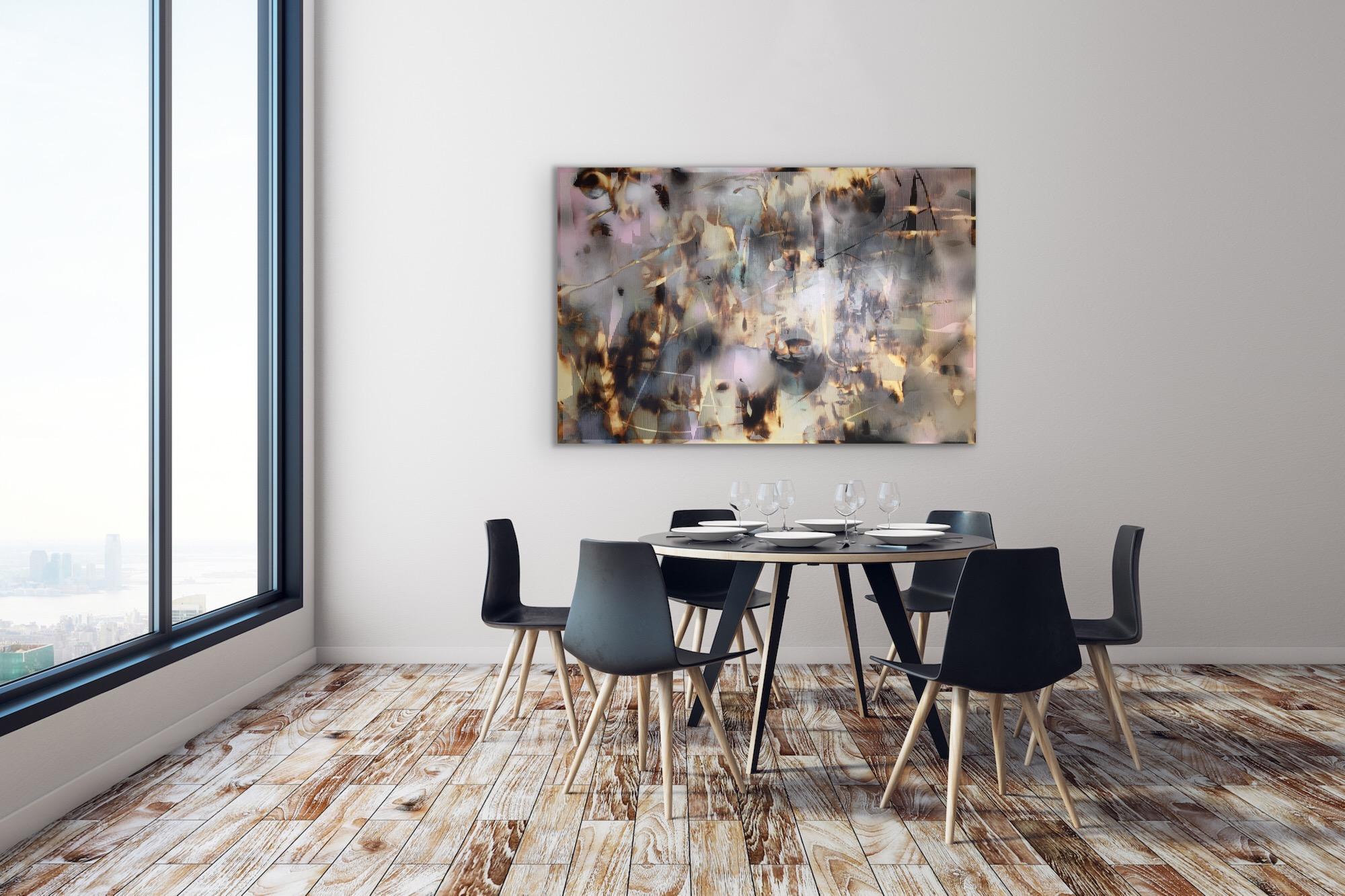 Screen tbd1 (abstract grid wood painting contemporary neutrals natural motifs) - Abstract Geometric Painting by Melisa Taylor Metzger