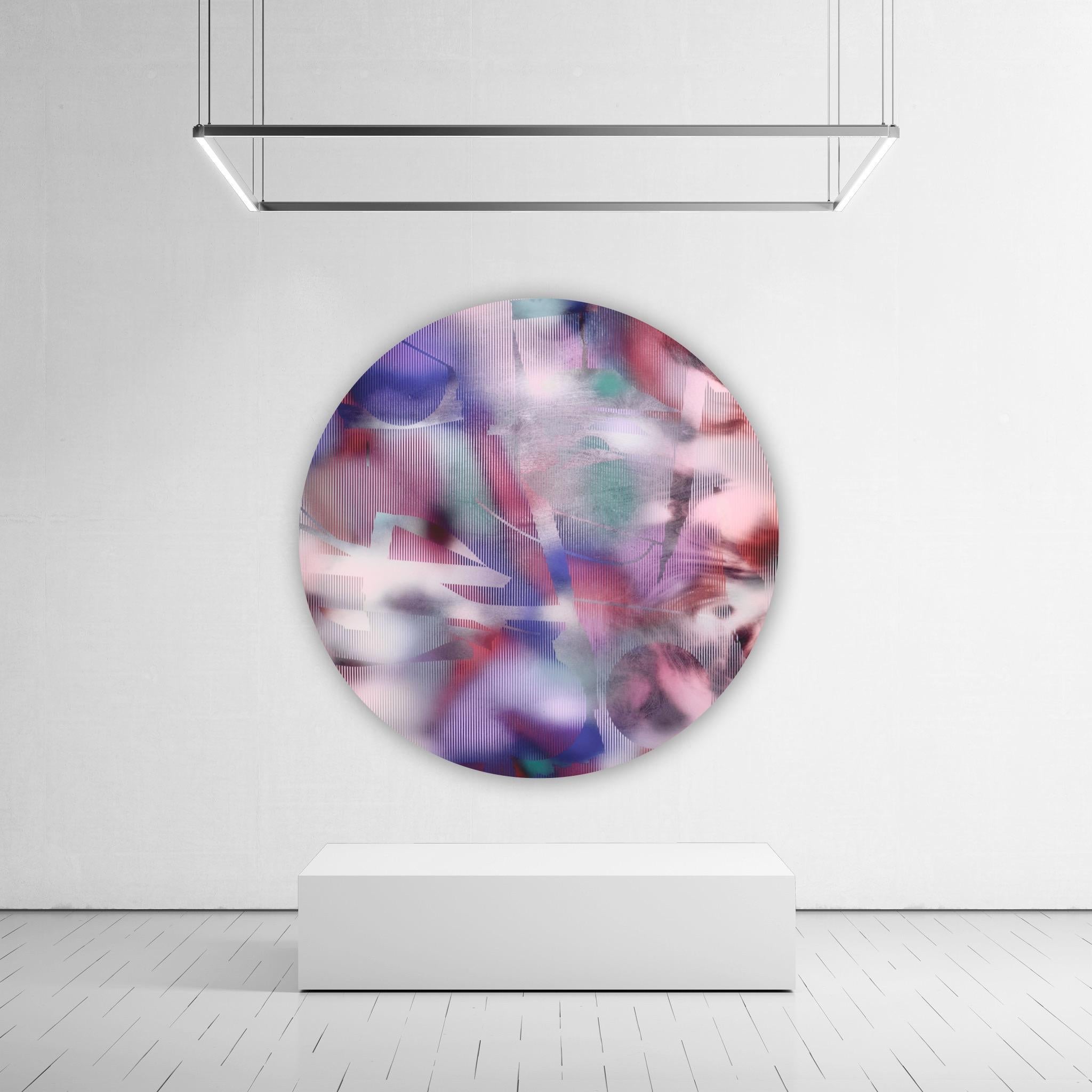 Pantalla tbd10  (tondo redondo muy peri rosa rejilla deco pintura abstracta geométrica) - Painting de Melisa Taylor Metzger