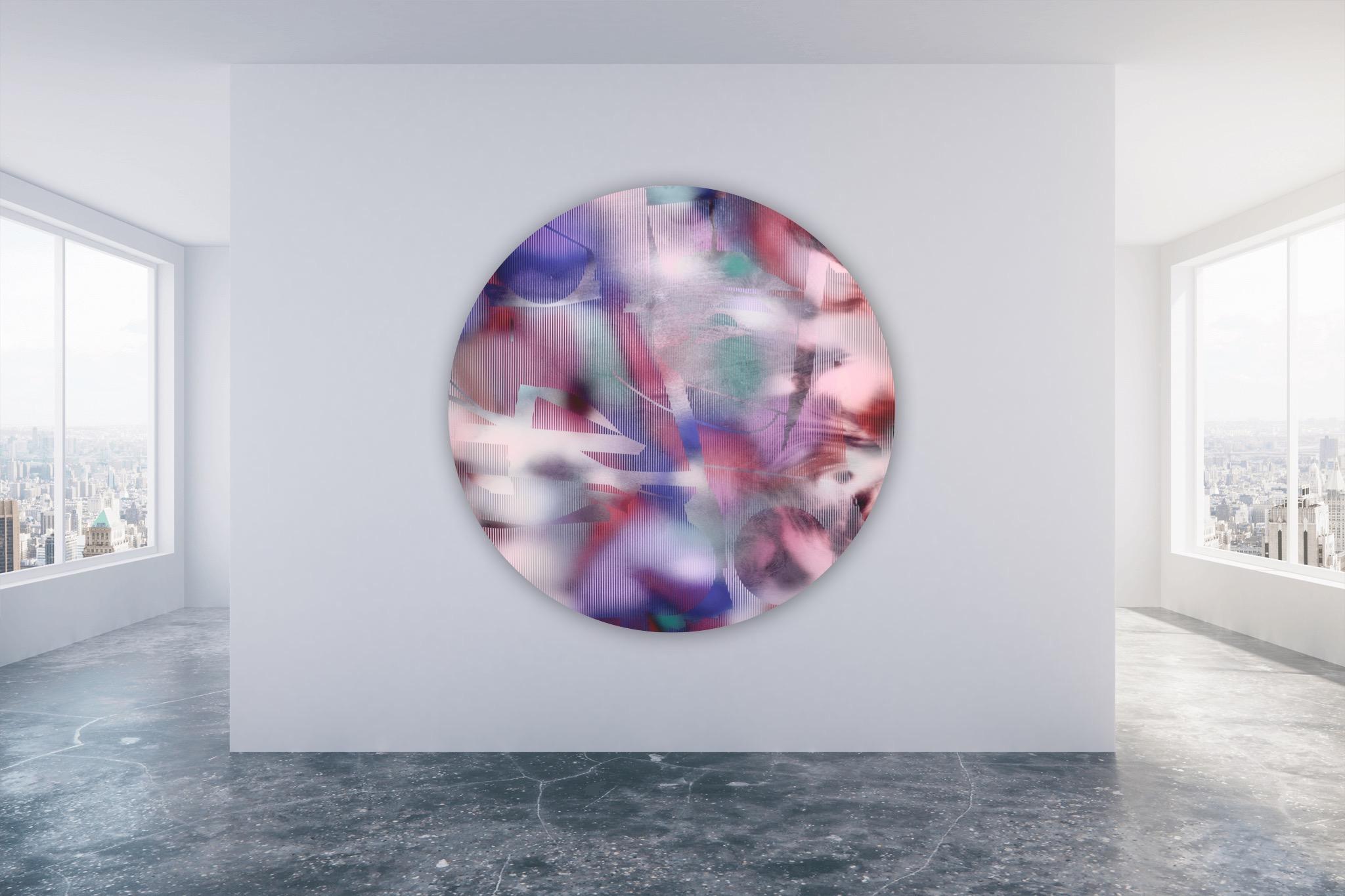 Pantalla tbd10  (tondo redondo muy peri rosa rejilla deco pintura abstracta geométrica) - Painting Geométrico abstracto de Melisa Taylor Metzger