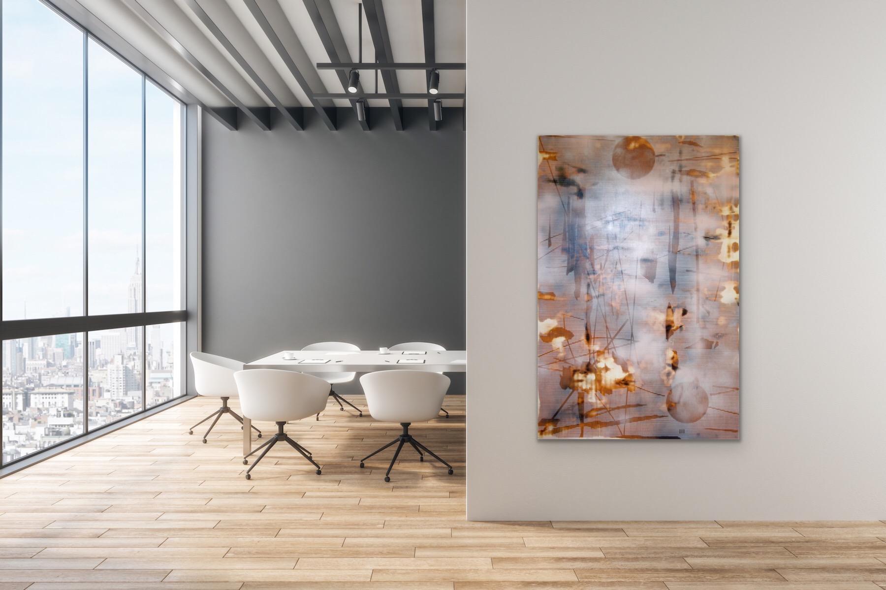 Screen tbd2 (abstract grid wood painting contemporary neutrals natural motifs) For Sale 1