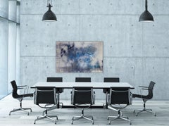 Schermo tbd4 (pittura astratta a griglia contemporanea blu bianco arte d'atmosfera)