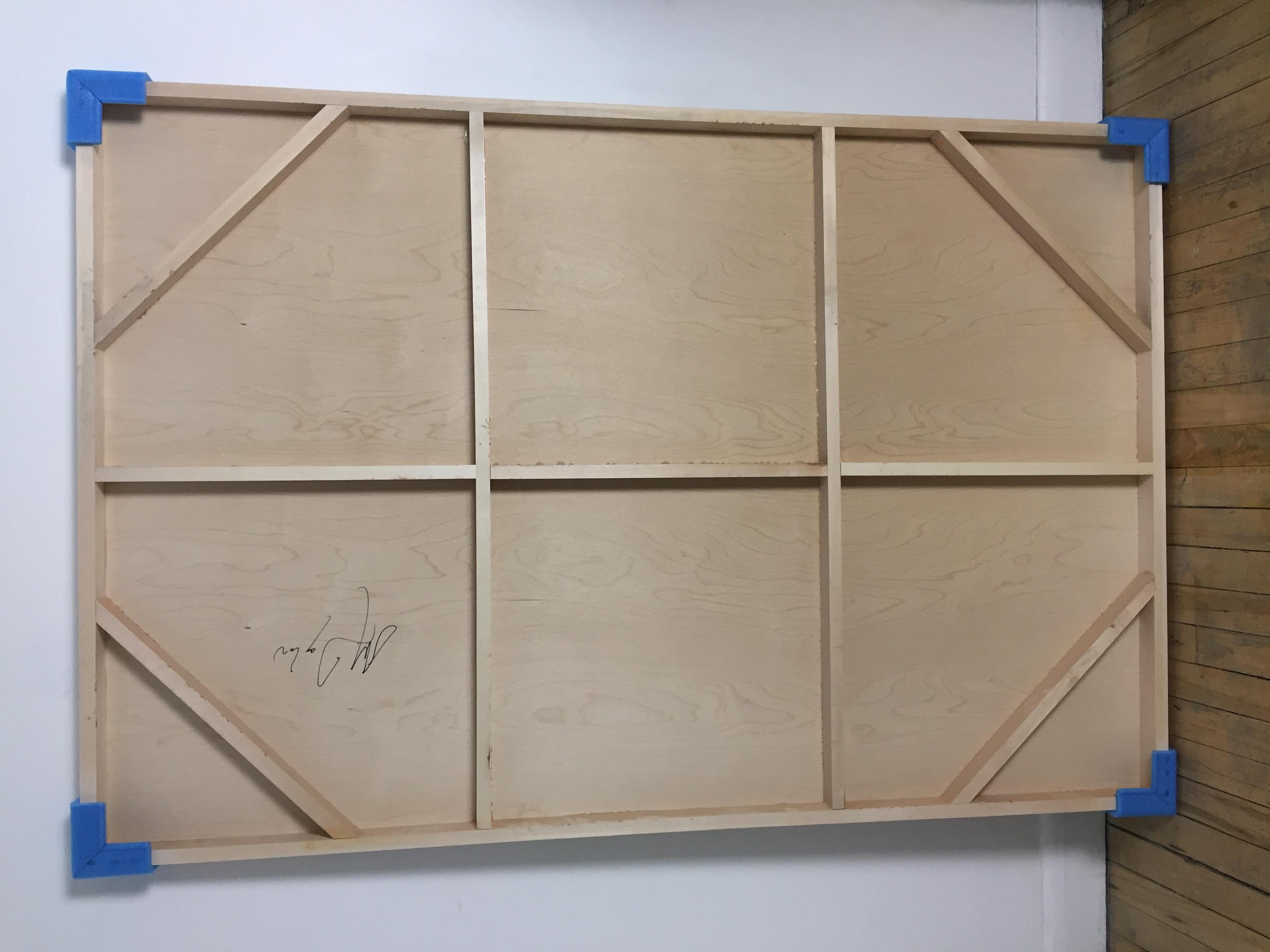 Schermo tbd6 (griglia astratta Wood Wood rosa pittura contemporanea neutra naturale) in vendita 1