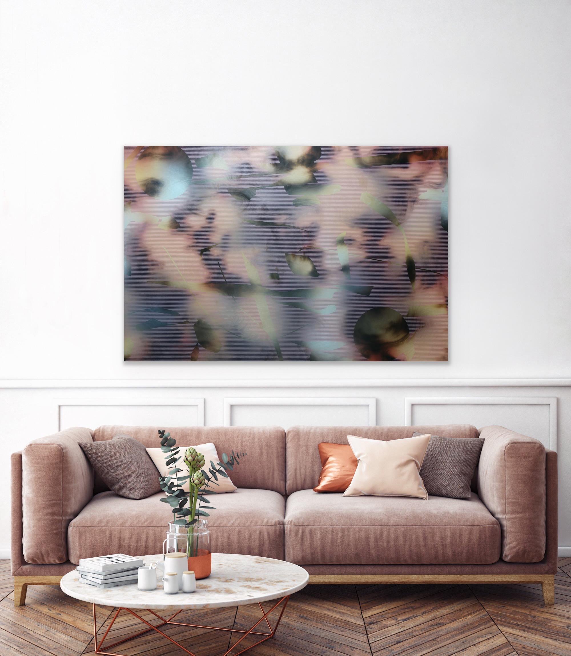 Pantalla tbd6 (cuadrícula abstracta pintura sobre madera contemporánea neutros motivos naturales) en venta 4