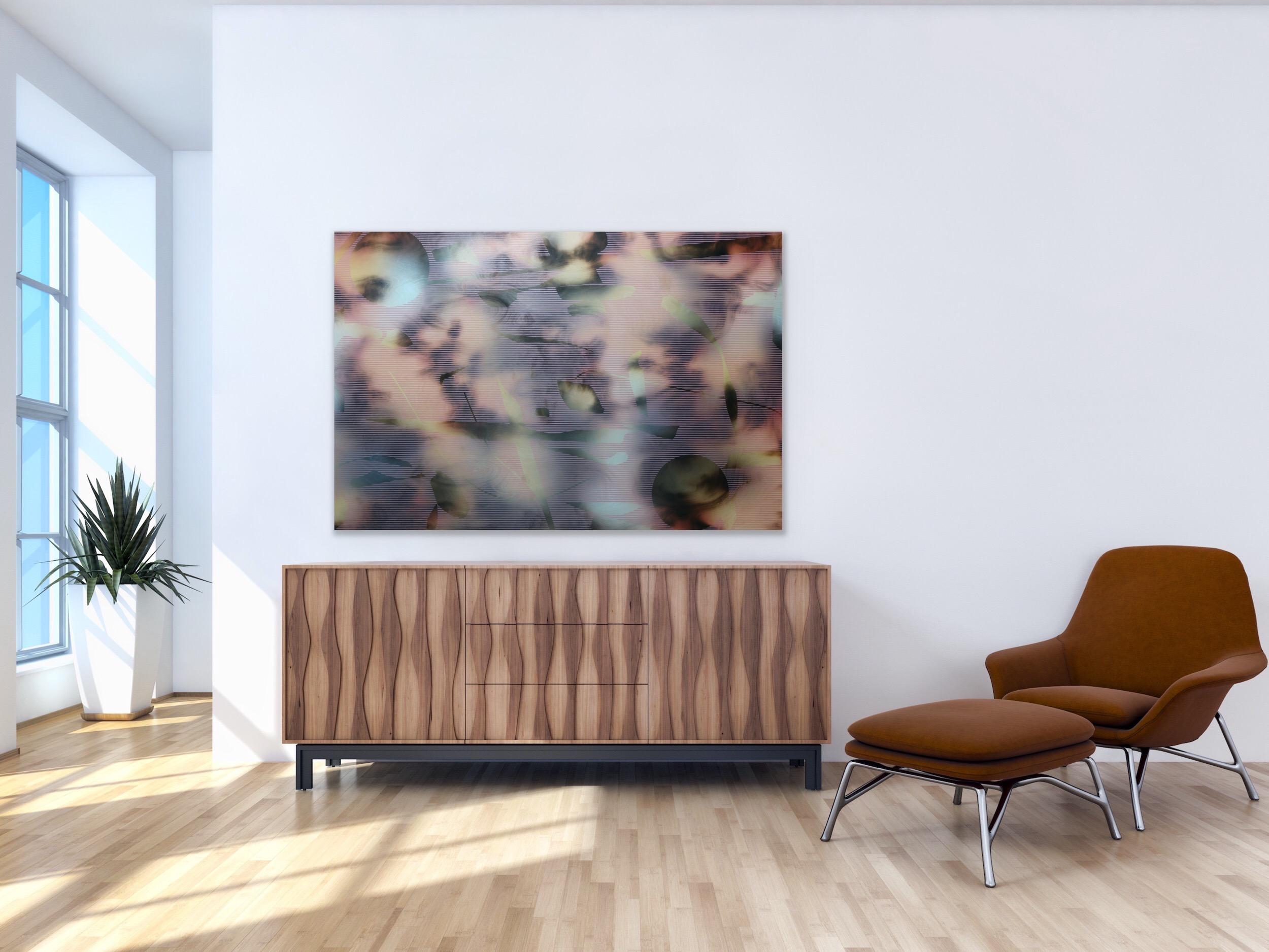 Pantalla tbd6 (cuadrícula abstracta pintura sobre madera contemporánea neutros motivos naturales) en venta 5