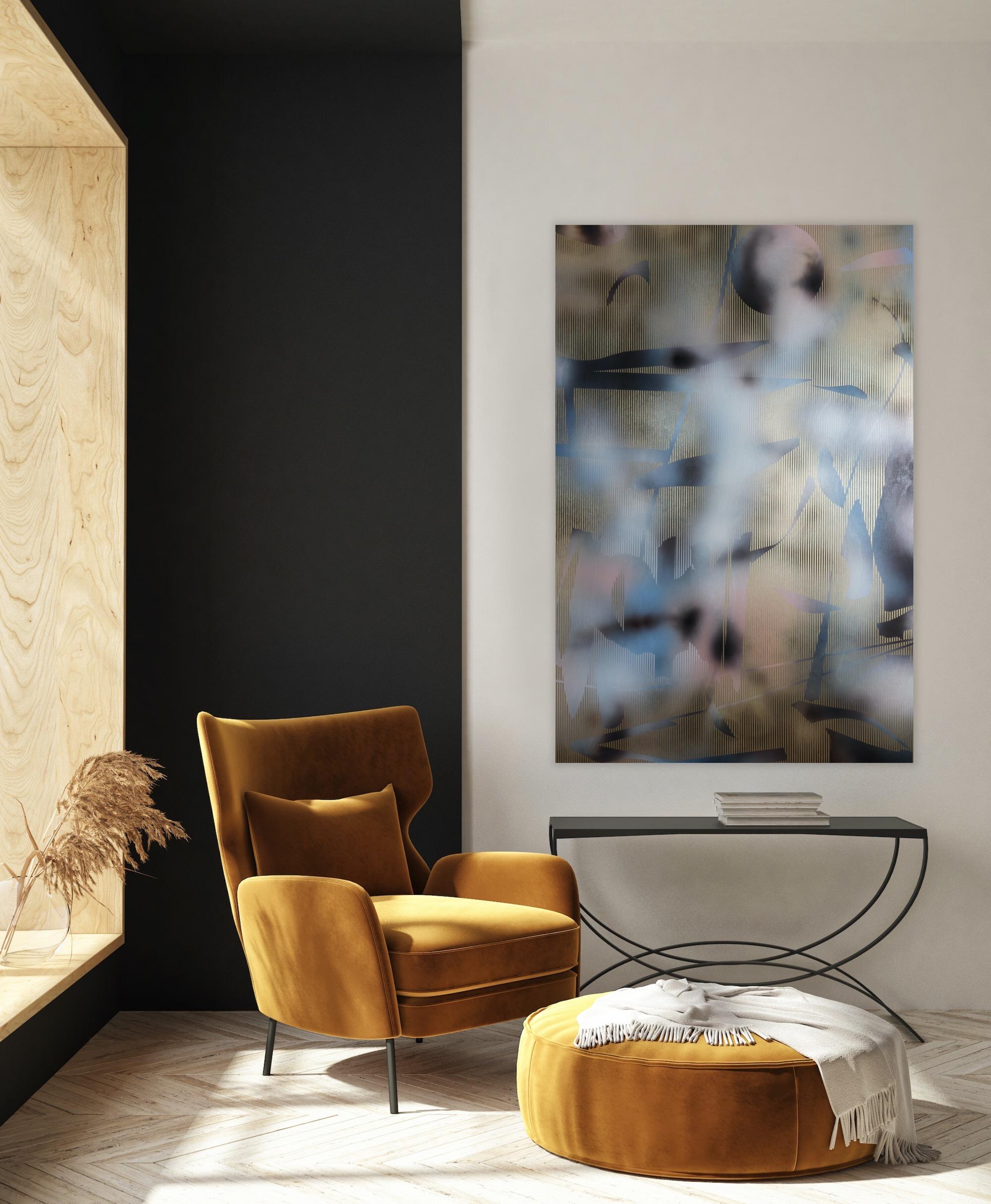 Schermo tbd7 (griglia astratta Wood painting contemporanea oro motivi naturali) - Mixed Media Art Astratto di Melisa Taylor Metzger