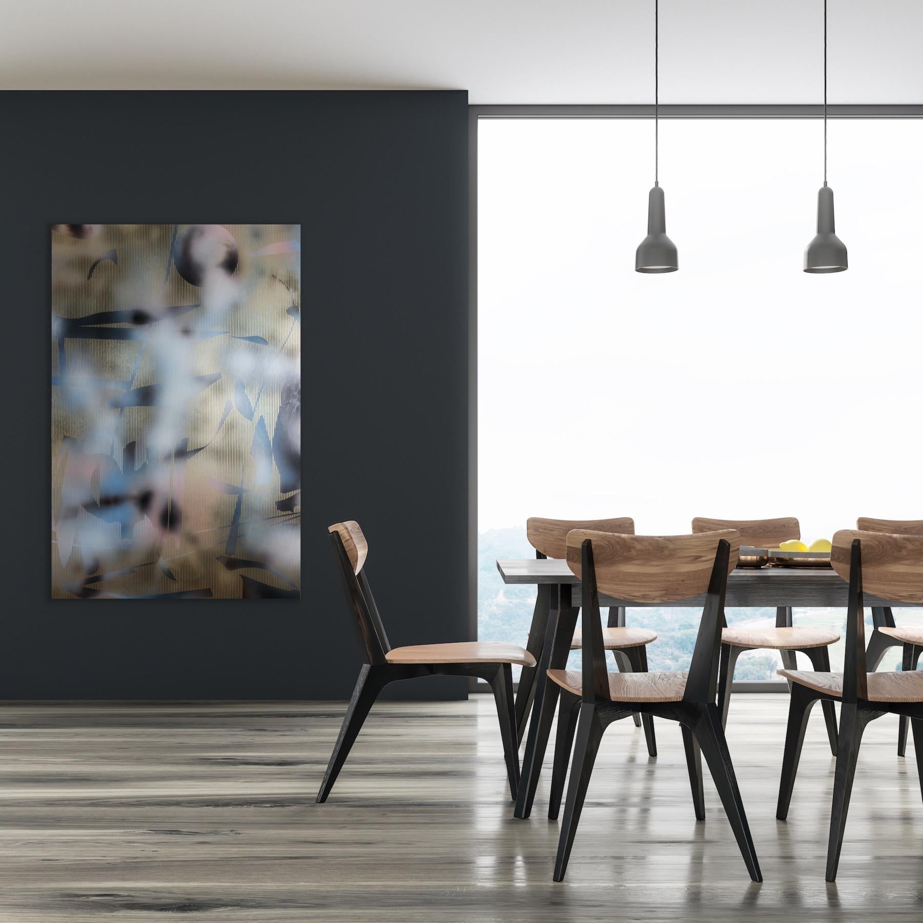 Schermo tbd7 (griglia astratta Wood painting contemporanea oro motivi naturali) in vendita 4