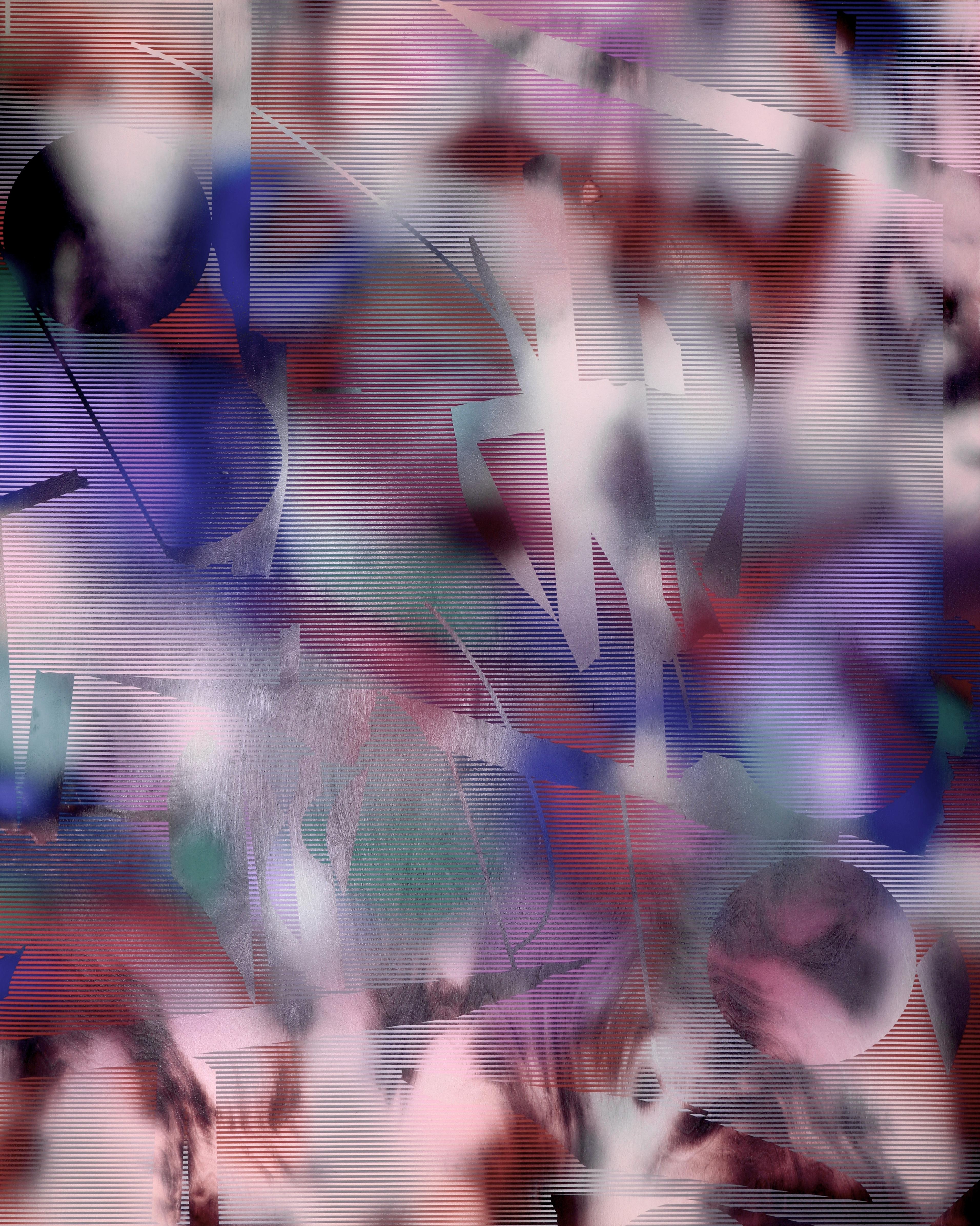 Screen tbd8 (very peri grid painting abstract contemporary vivid colors optical - Mixed Media Art by Melisa Taylor Metzger