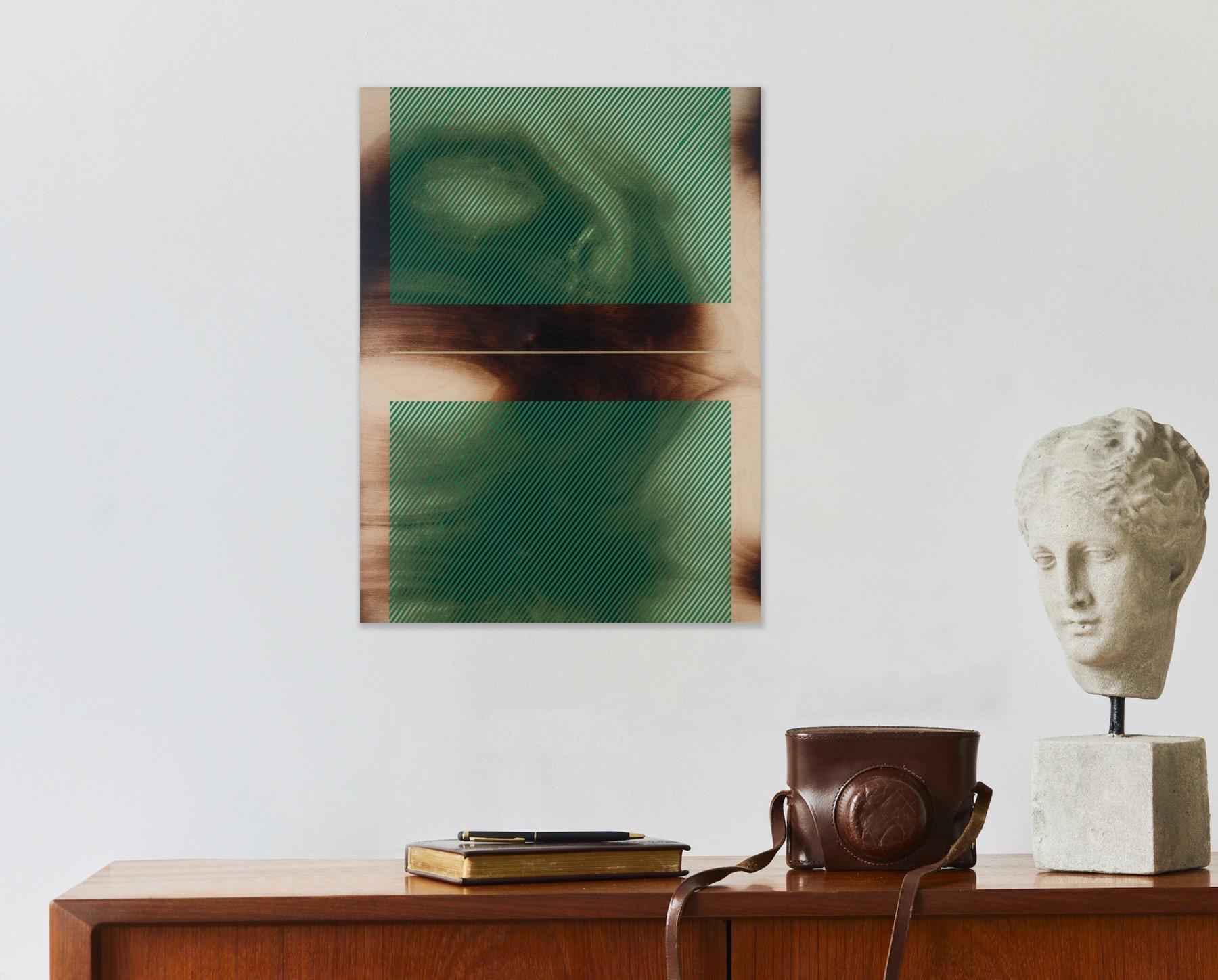 Verde mar Mångata (pintura cuadriculada madera mínima borde duro dopamina vibrante) en venta 6