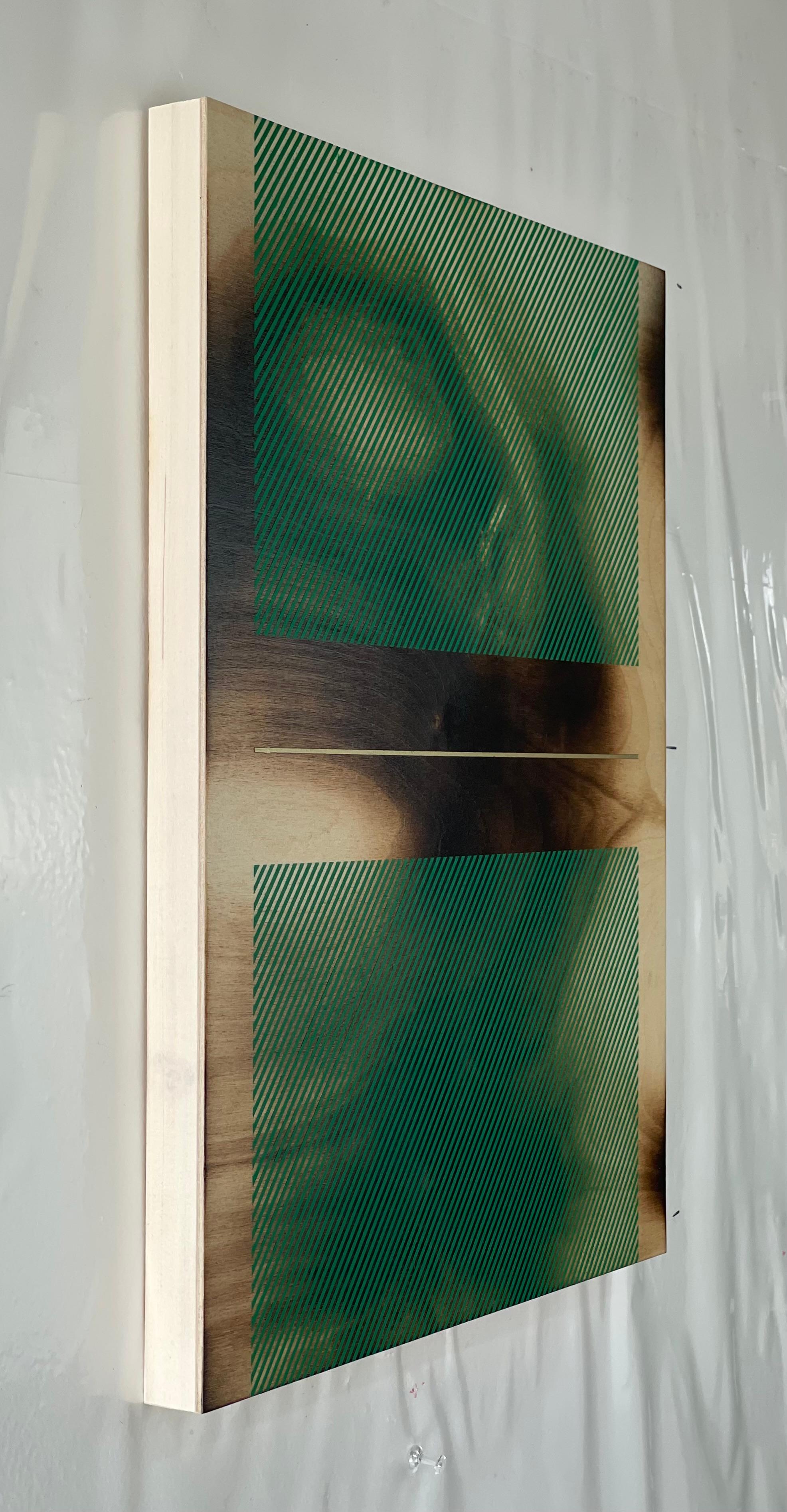 Verde mar Mångata (pintura cuadriculada madera mínima borde duro dopamina vibrante) en venta 9