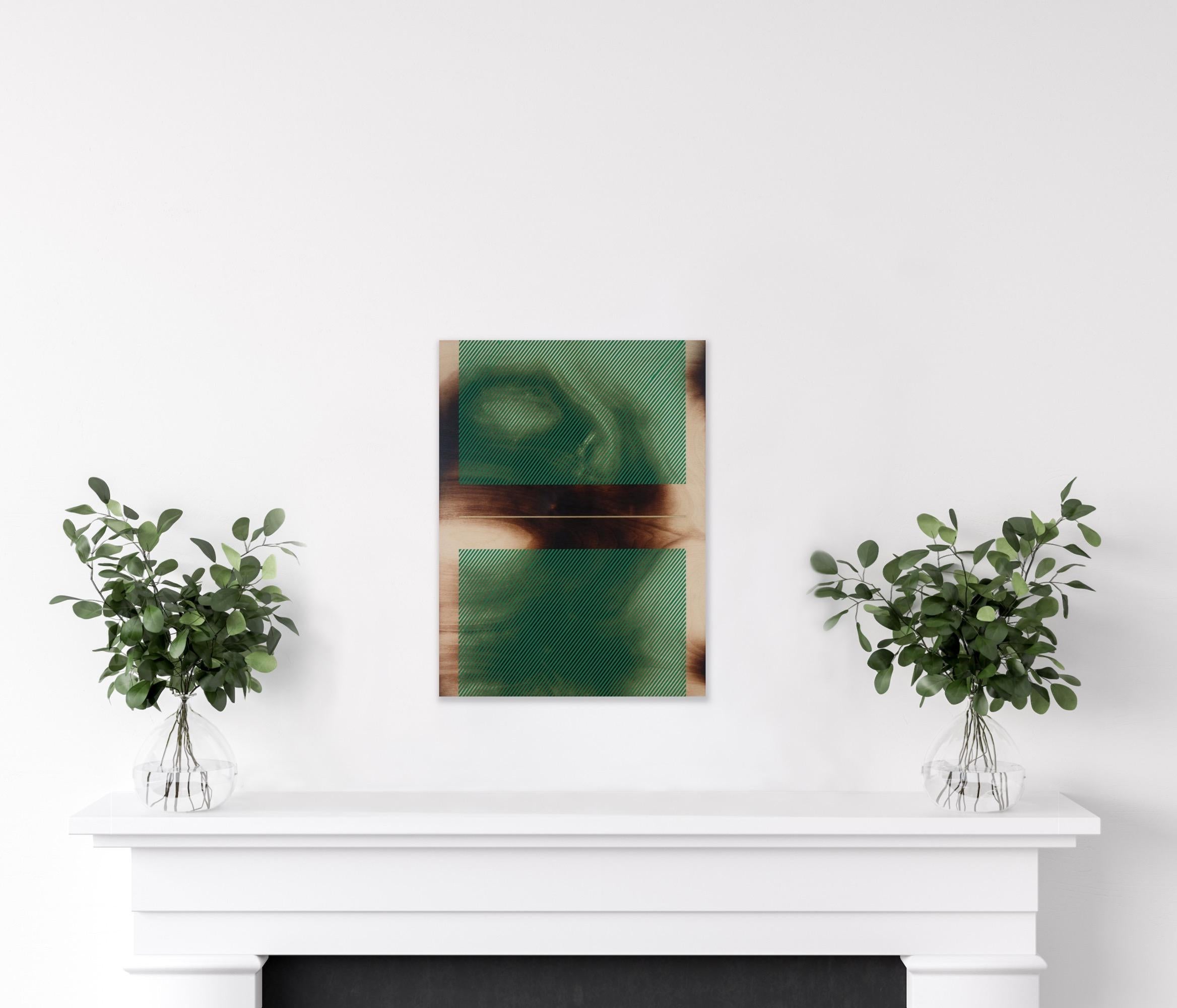 Verde mar Mångata (pintura cuadriculada madera mínima borde duro dopamina vibrante) en venta 2