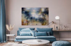 Ship1  ( gold yellow Navy indigo grid deco painting abstract wood geometric)