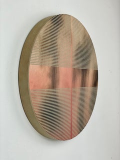 Shrimp cocktail pill (minimaliste grid round painting on wood dopamine art)