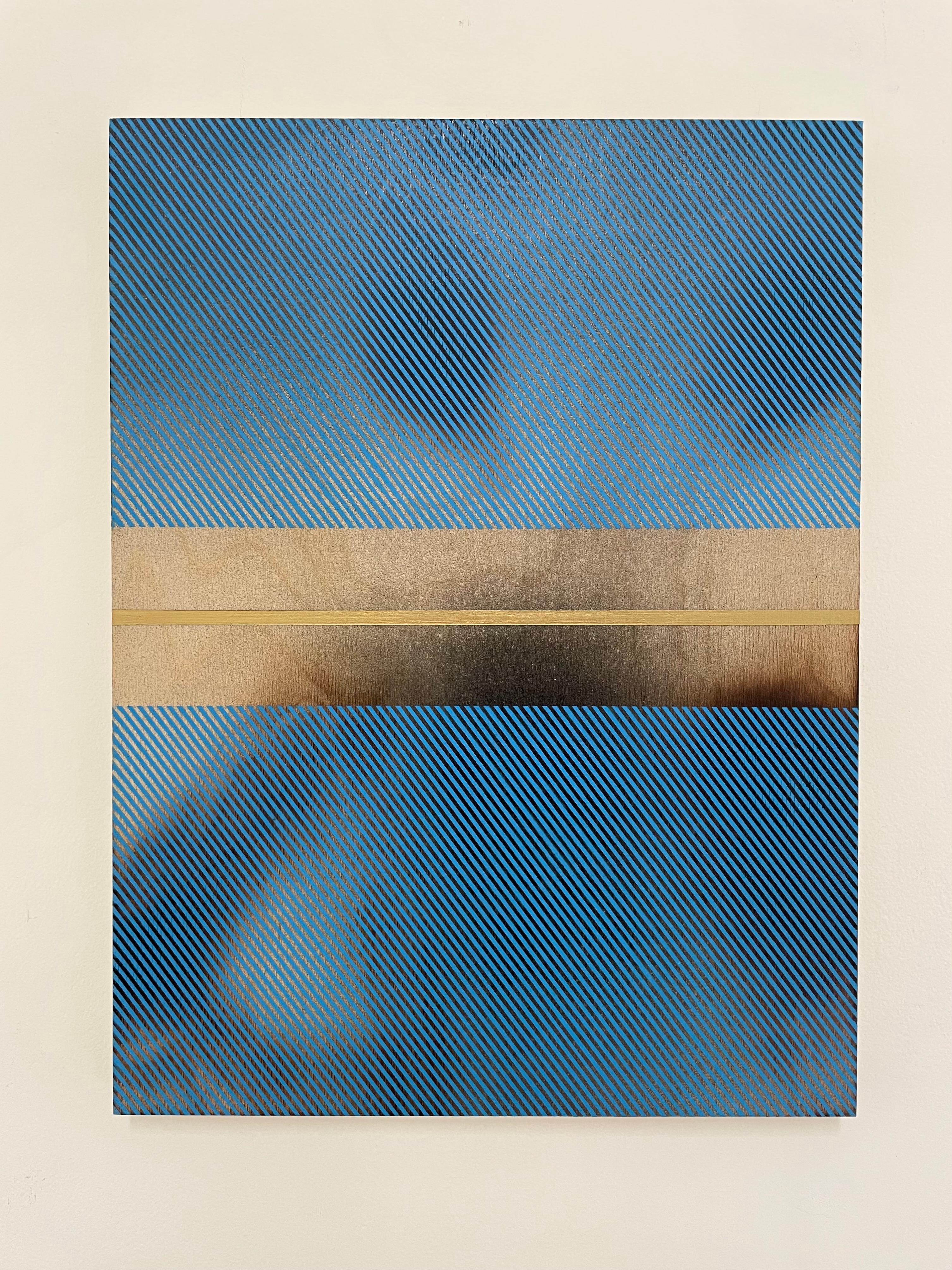 Sky Blue Mangata (grid painting minimal wood hard-edge dopamine color vibrant) - Minimalist Mixed Media Art by Melisa Taylor Metzger