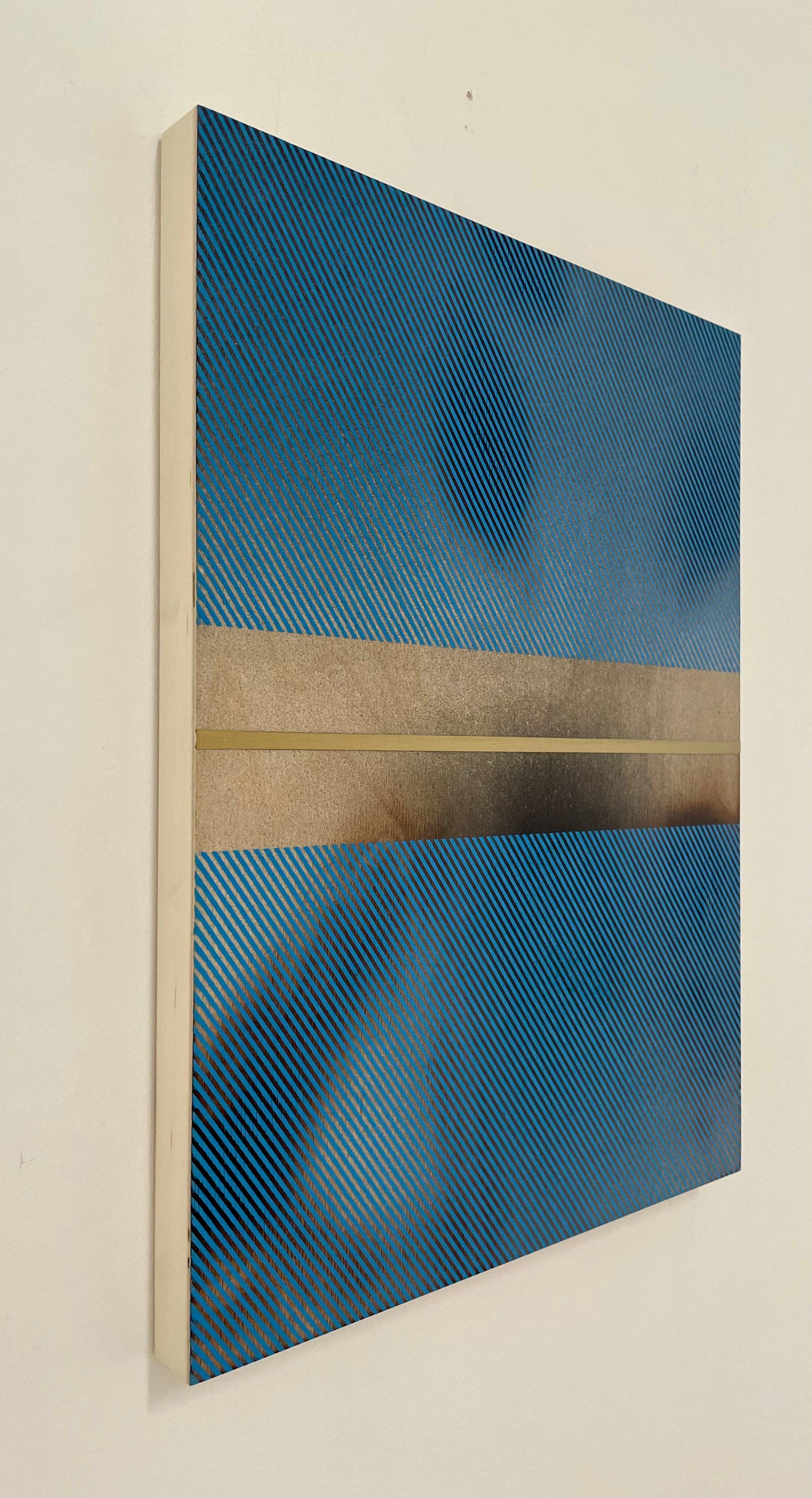 Sky Blue Mangata (grid painting minimal wood hard-edge dopamine color vibrant) For Sale 1
