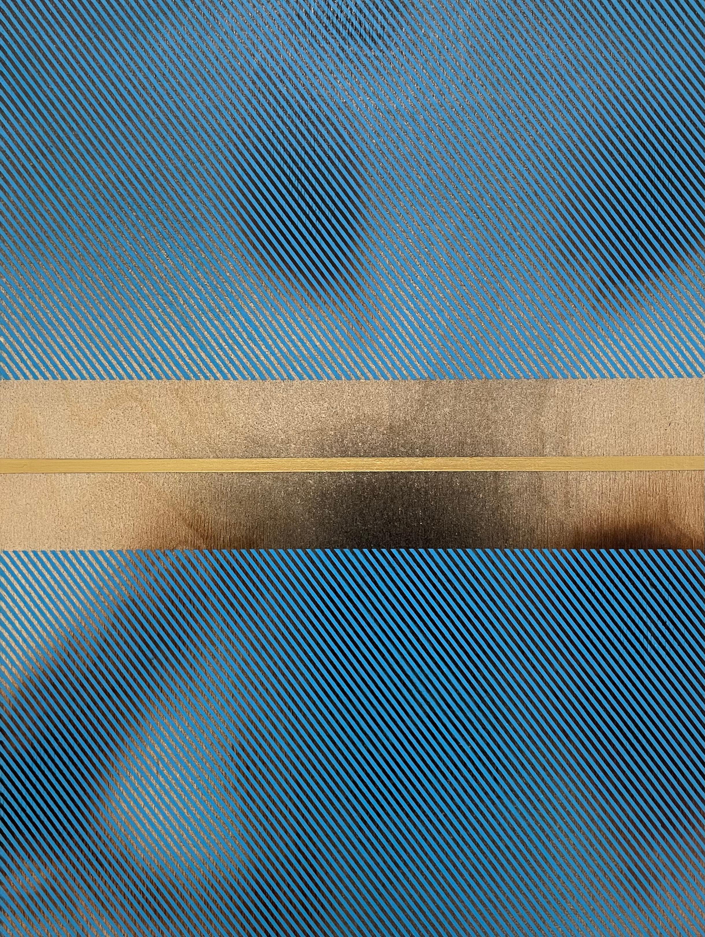 Sky Blue Mangata (grid painting minimal wood hard-edge dopamine color vibrant) - Mixed Media Art by Melisa Taylor Metzger