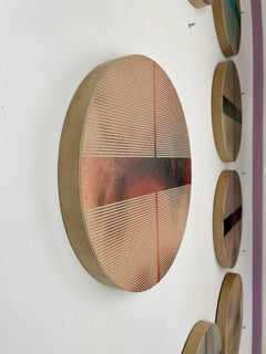 Smoked paprika pill (orange minimaliste grid round painting on wood dopamine)