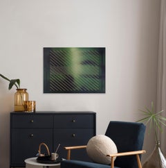 Stages 1 (diagonal bronze striped grid emerald sage Forest green undercurrent)