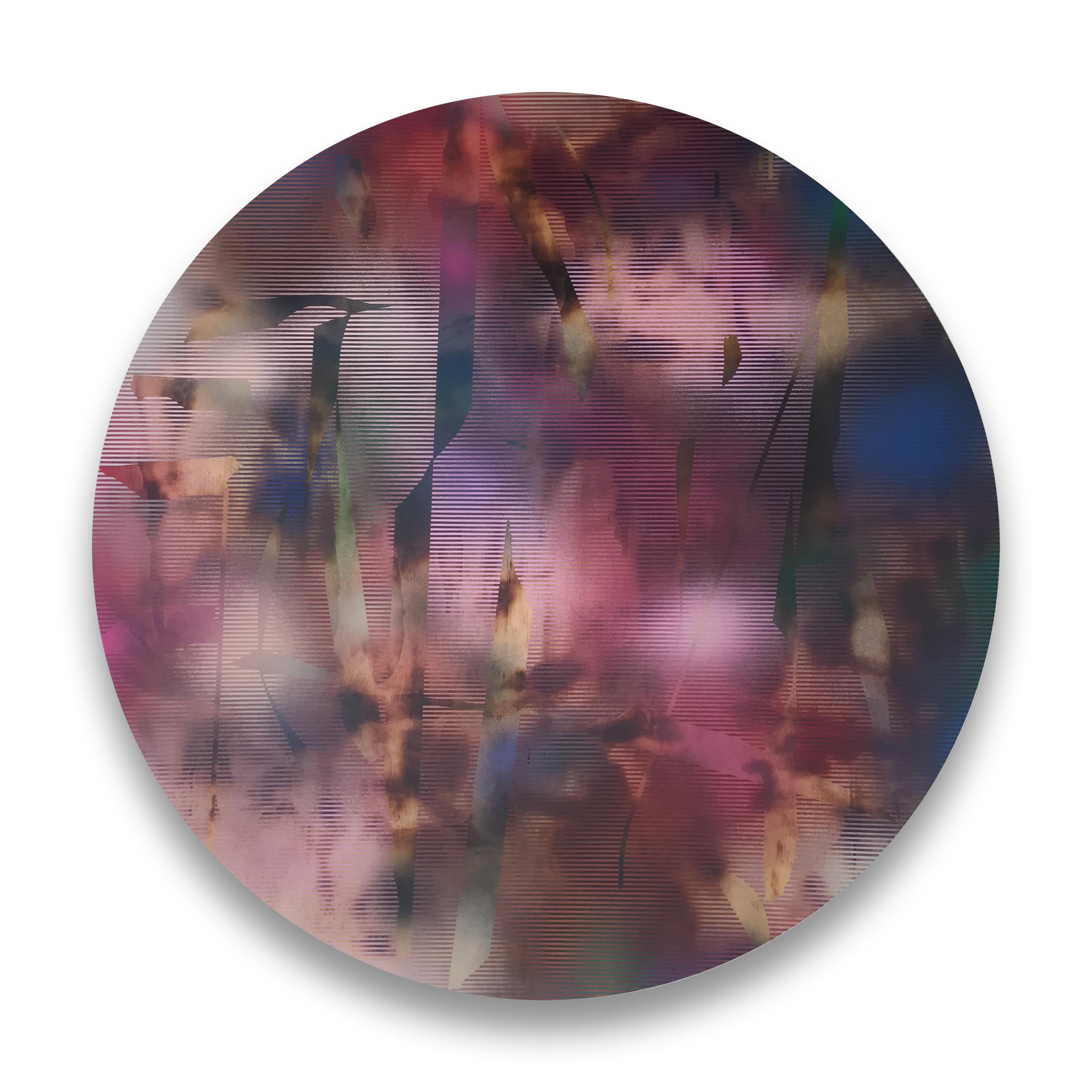 Cascadia 1 (grid painting abstract wood round circular panel contemporary art) - Mixed Media Art by Melisa Taylor Metzger