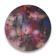 Cascadia 1 (cuadro cuadriculado abstracto madera panel circular redondo arte contemporáneo)
