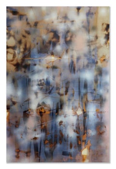 Turbulence 10 (grid painting abstract wood contemporary blue large panel neutral