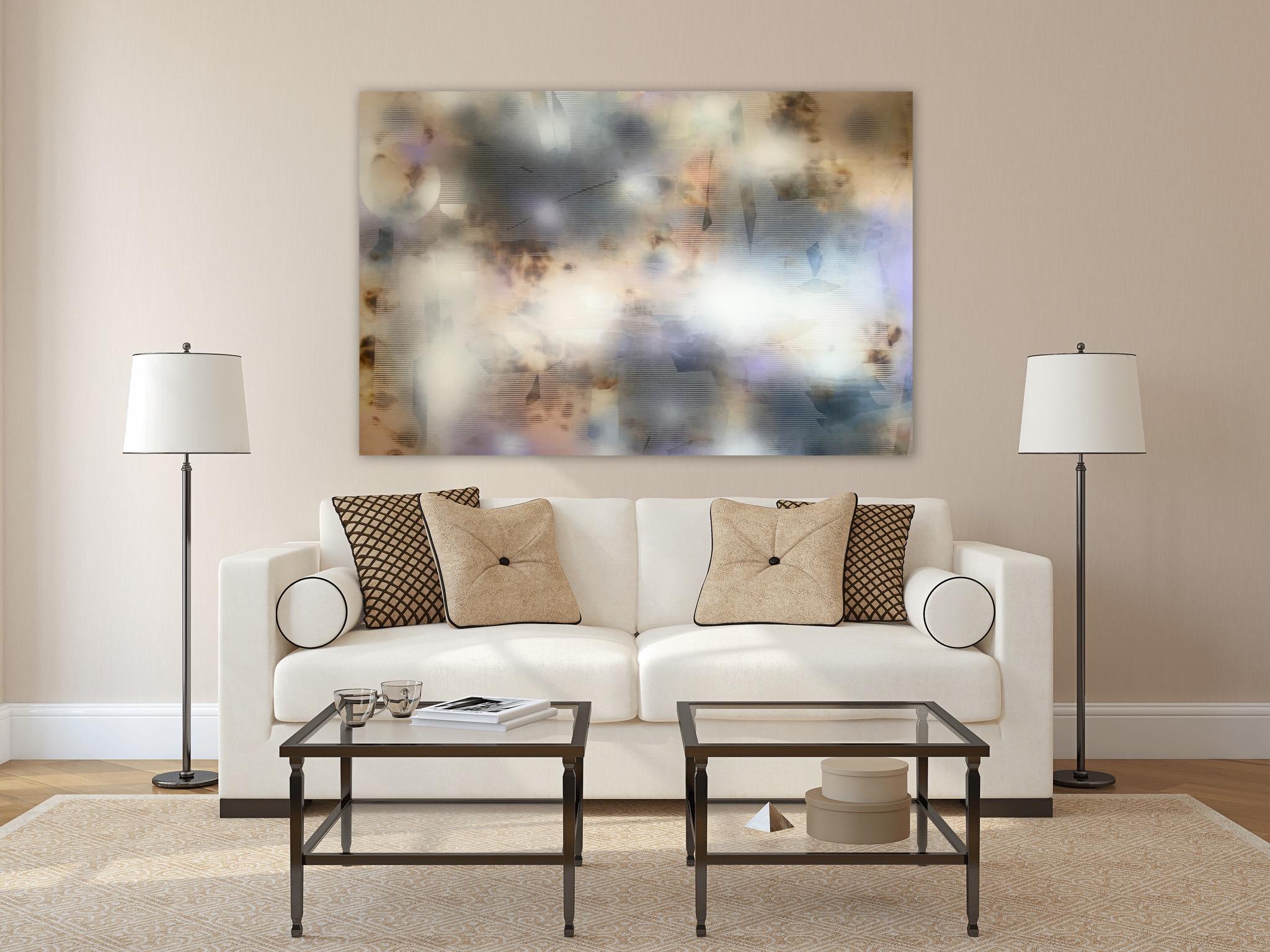 Turbulence 13 (grid painting abstract wood contemporary neutrals atmospheric art 1