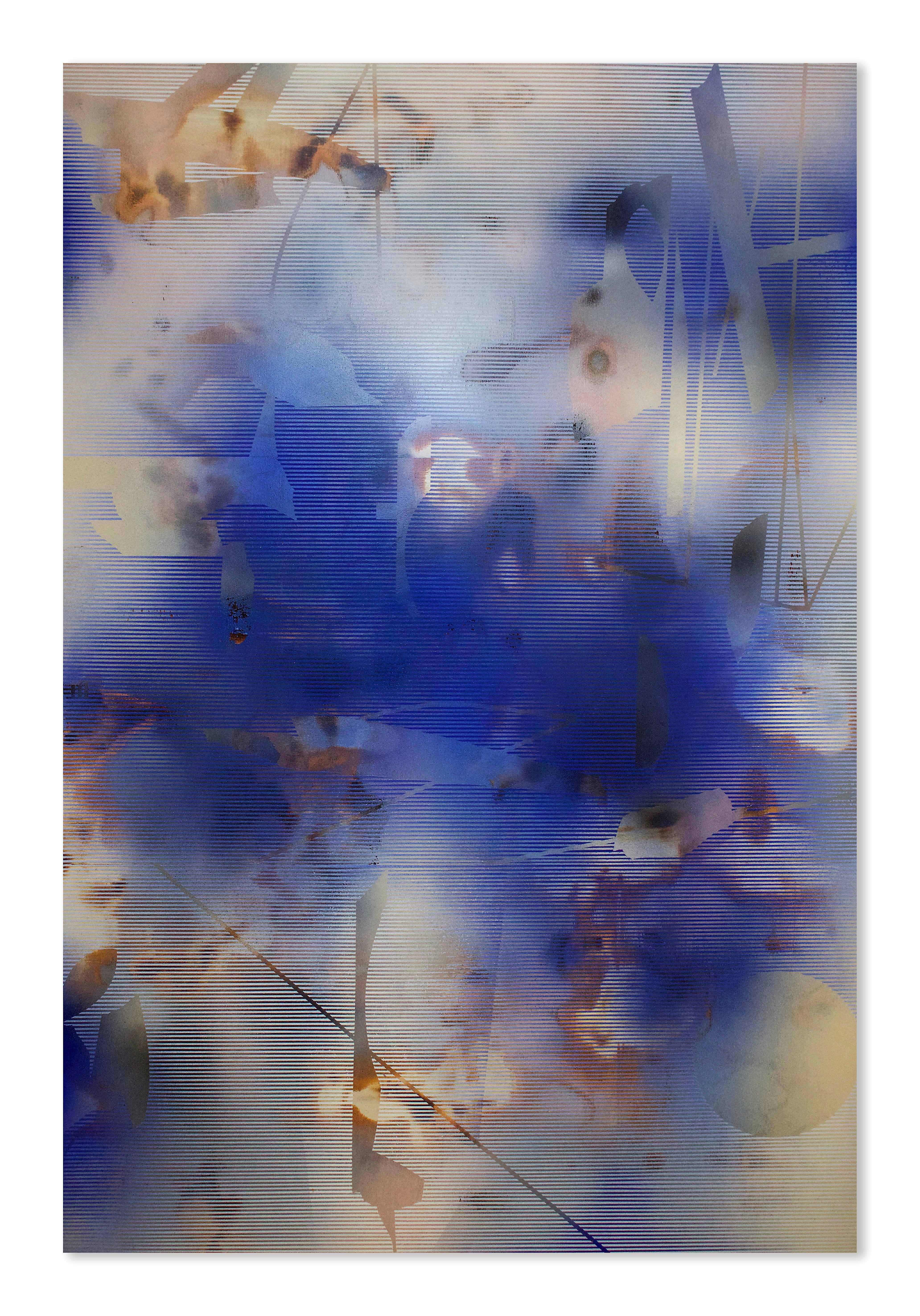 Turbulence 20 (grid painting abstraktes Holz zeitgenössische blaue zeitgenössische Kunst)