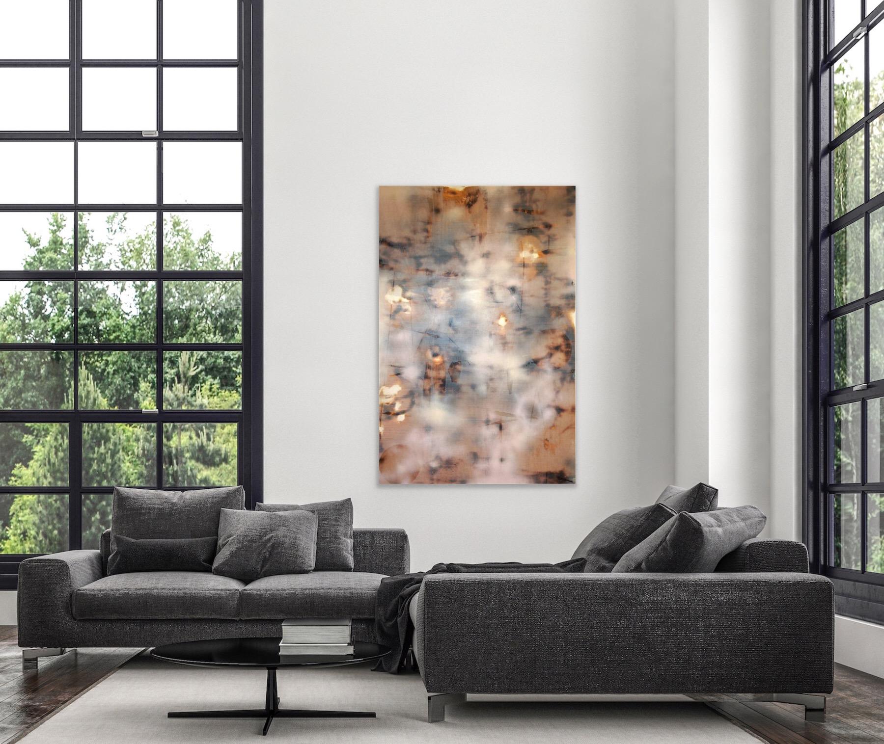 Turbulence 7 (grid painting abstract wood contemporary neutral large scale zen 2