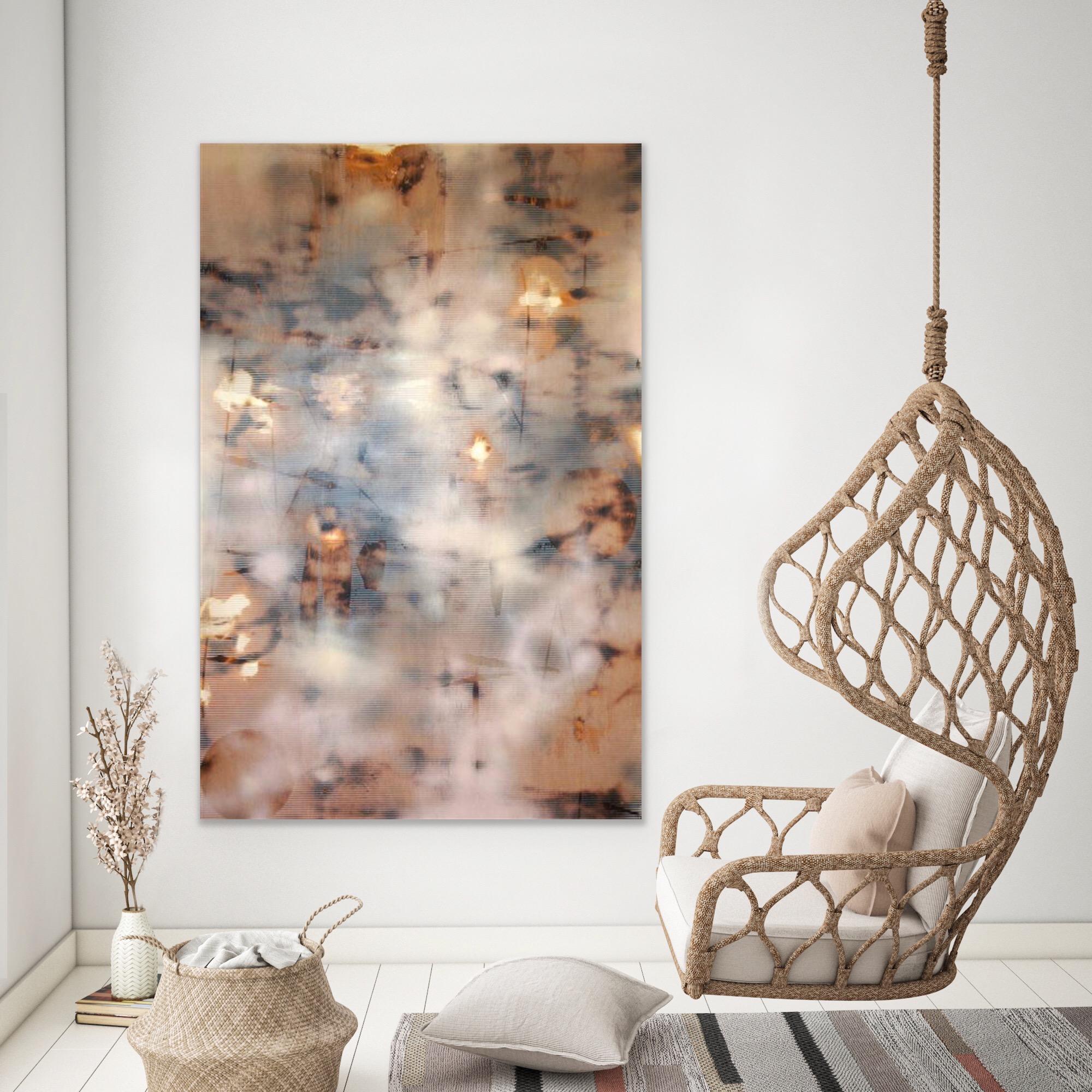 Melisa Taylor Metzger Abstract Painting - Turbulence 7 (grid painting abstract wood contemporary neutral large scale zen