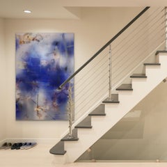 Turbulence (grid painting abstract wood contemporary blue art contemporary)