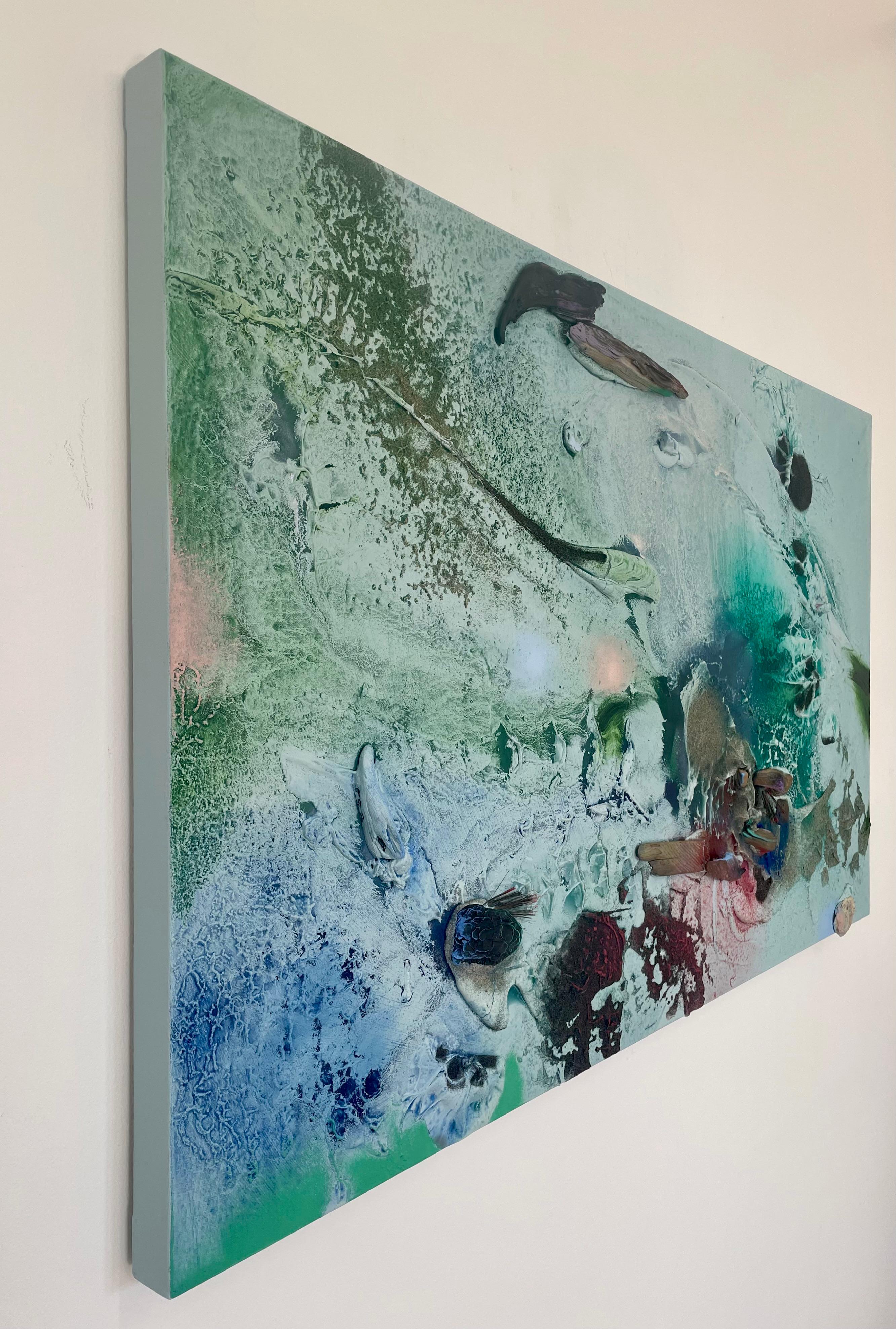 Vestiges spectrales I (Textur, organisch, biophil, Sand, Pastellfarben, Mischtechnik) (Abstrakt), Mixed Media Art, von Melisa Taylor Metzger