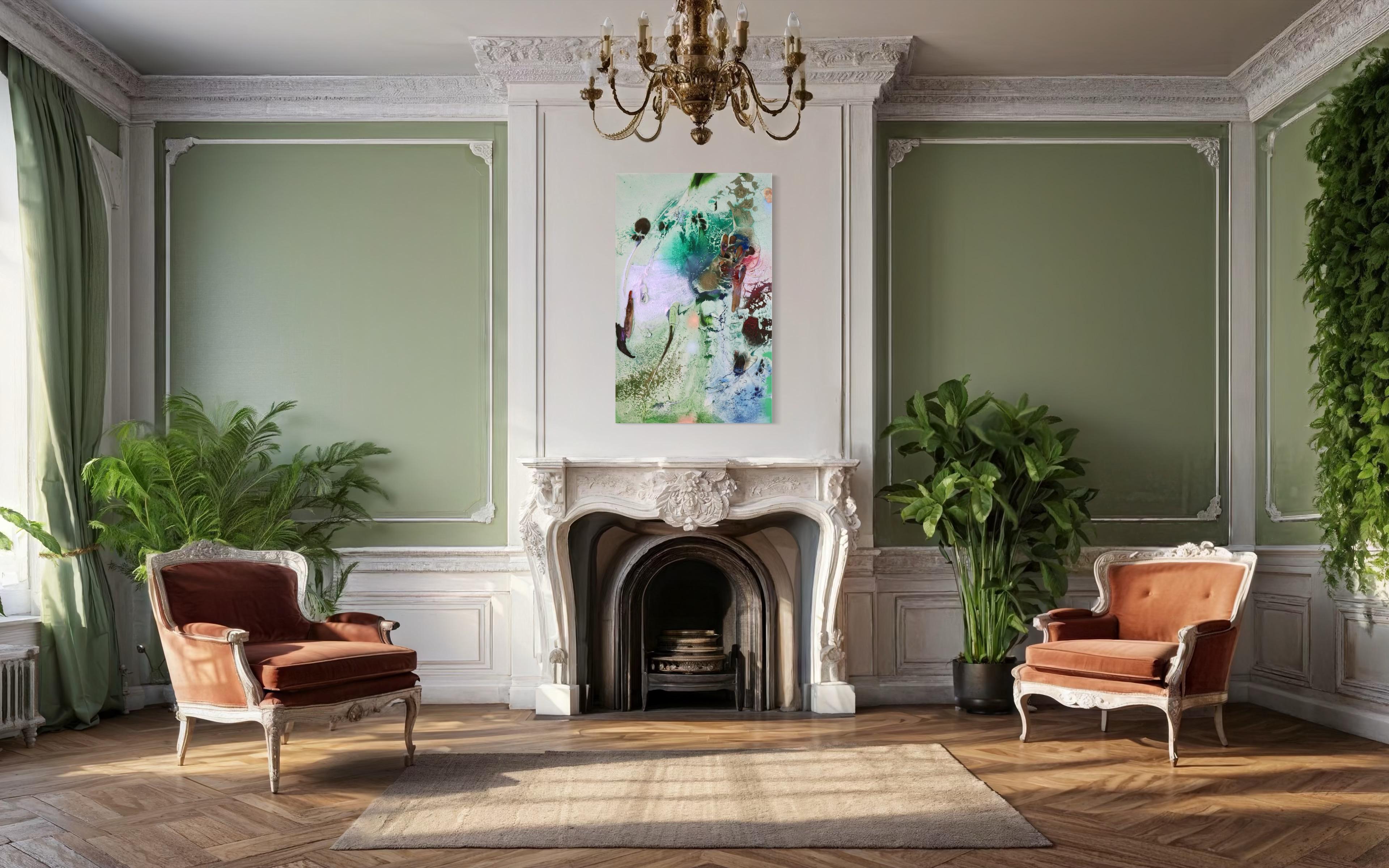 Vestiges spectrales I (Textur, organisch, biophil, Sand, Pastellfarben, Mischtechnik) (Abstrakt), Mixed Media Art, von Melisa Taylor Metzger