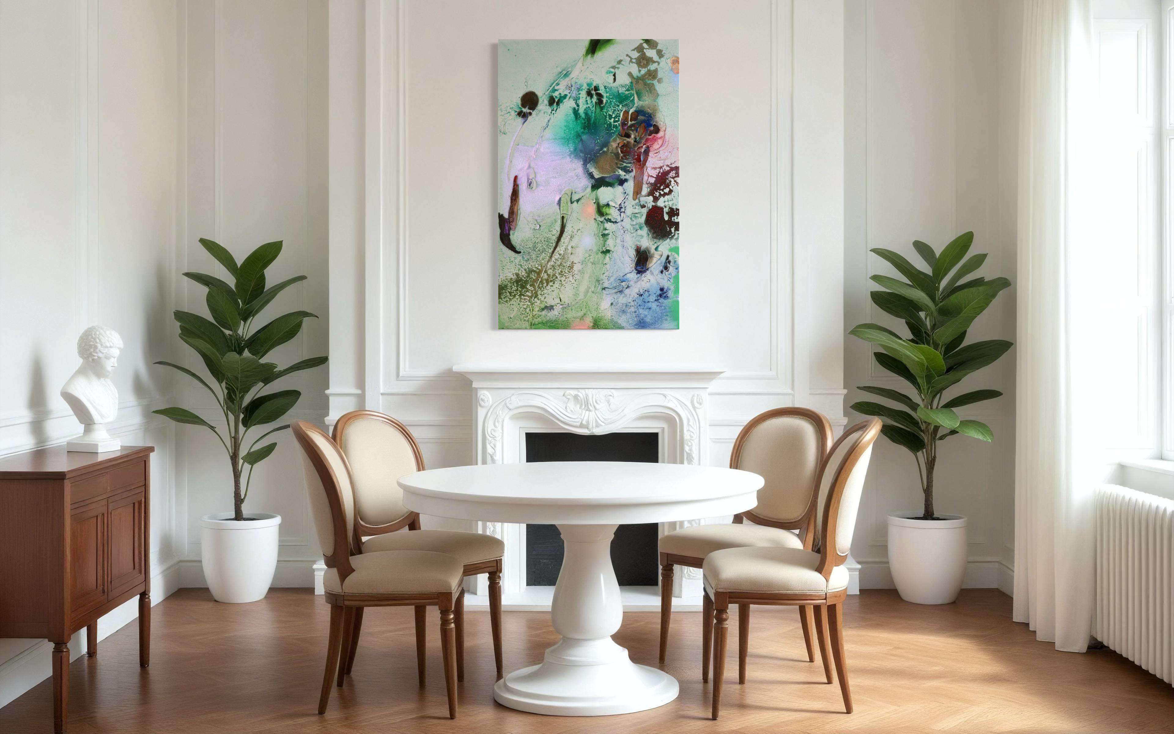 Vestiges spectrales I (Textur, organisch, biophil, Sand, Pastellfarben, Mischtechnik) im Angebot 1