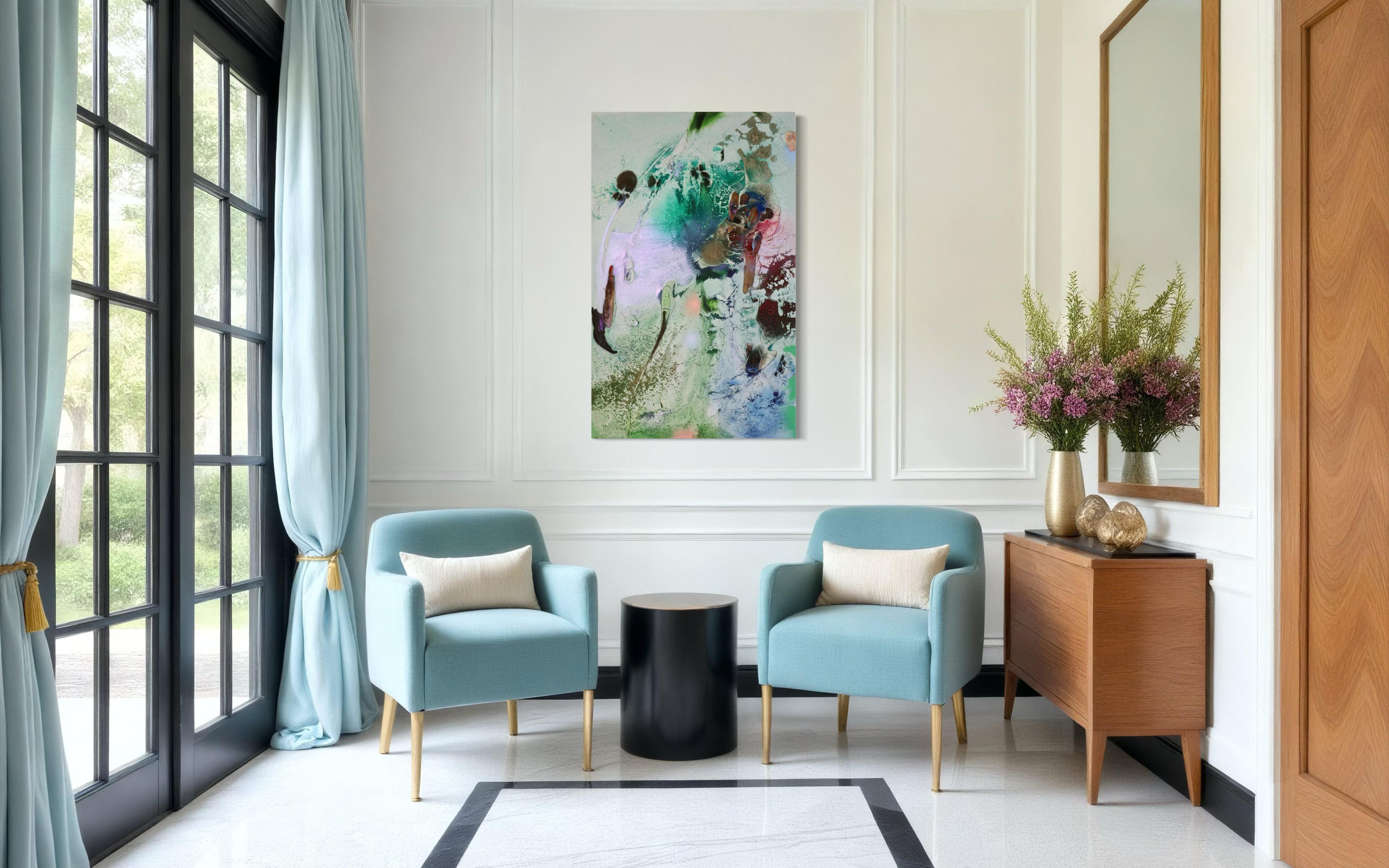 Vestiges spectrales I (Textur, organisch, biophil, Sand, Pastellfarben, Mischtechnik) im Angebot 2