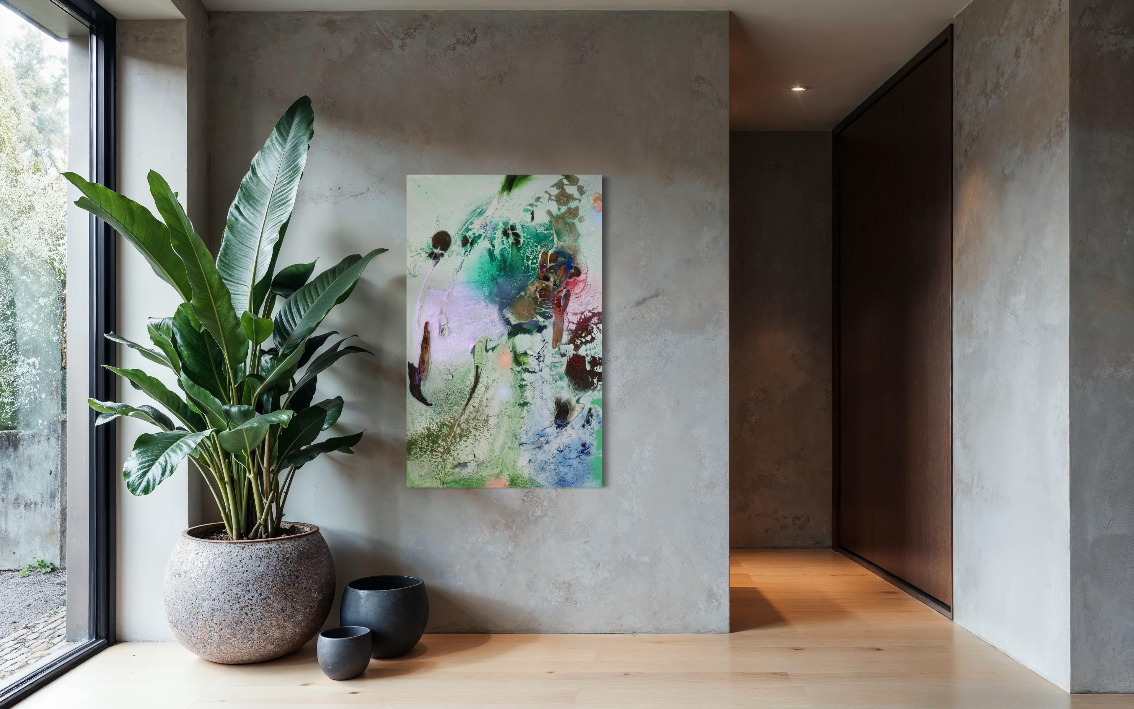 Vestiges spectrales I (Textur, organisch, biophil, Sand, Pastellfarben, Mischtechnik) im Angebot 4