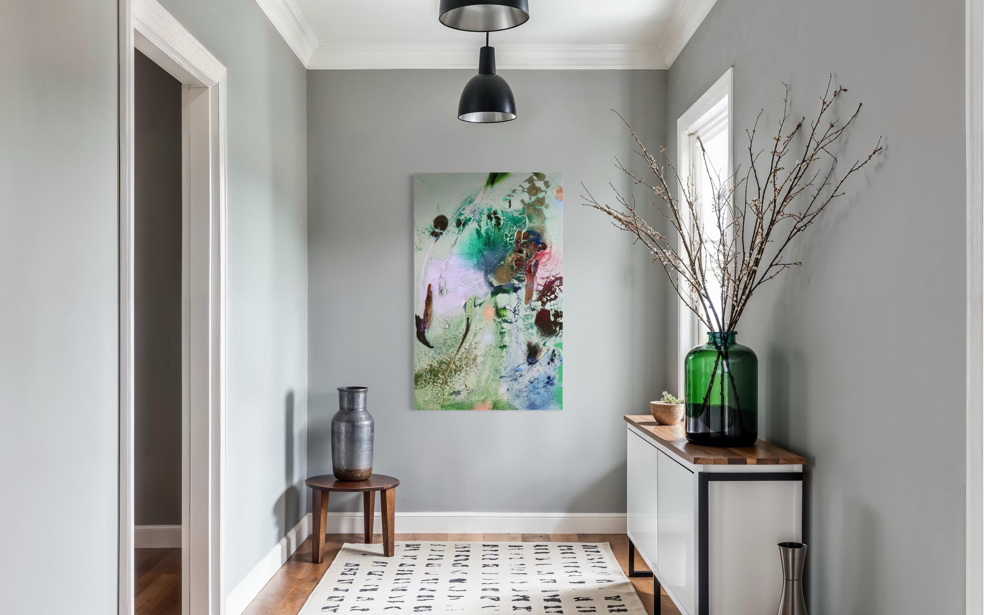 Vestiges spectrales I (Textur, organisch, biophil, Sand, Pastellfarben, Mischtechnik) im Angebot 5