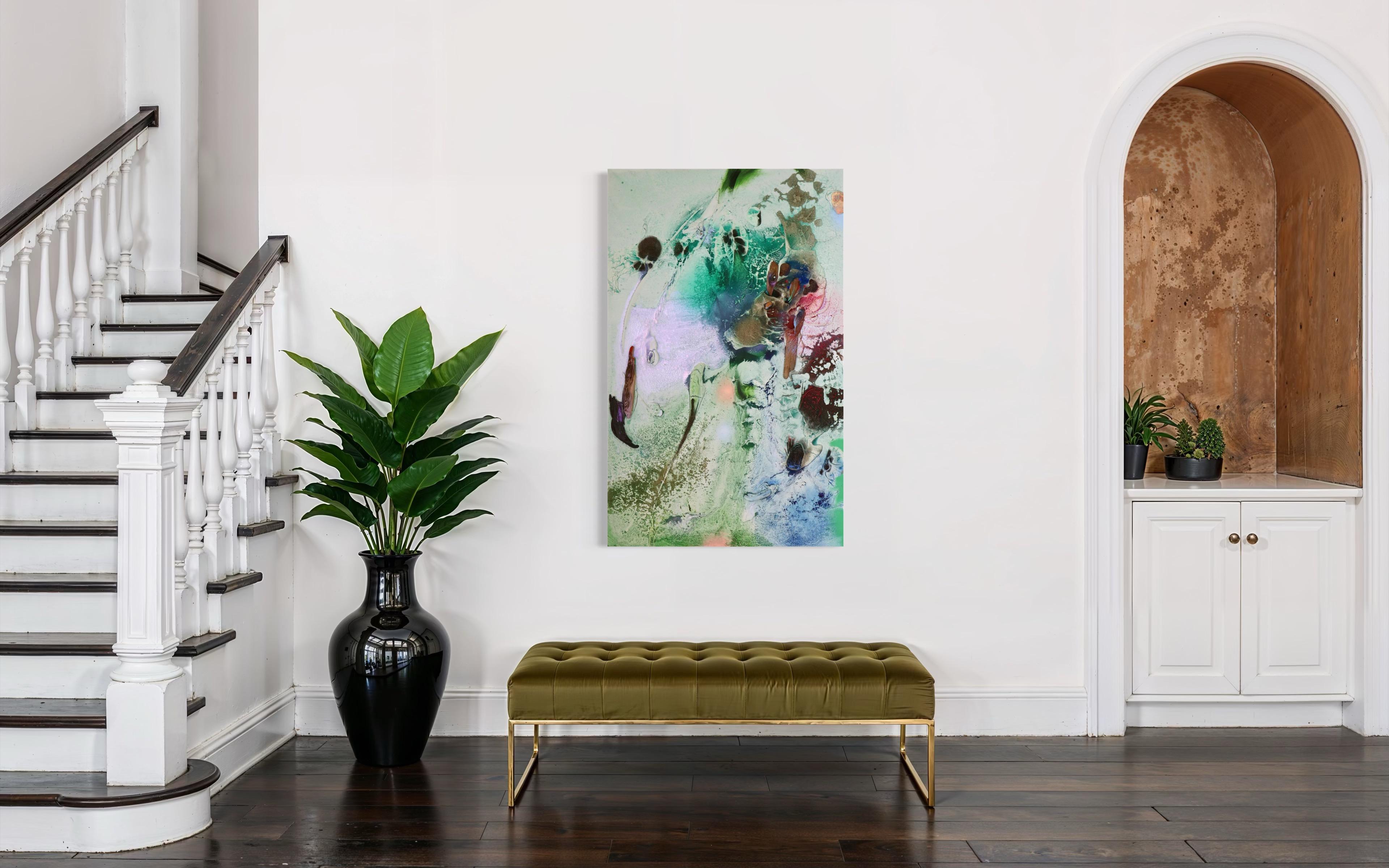 Vestiges spectrales I (Textur, organisch, biophil, Sand, Pastellfarben, Mischtechnik) im Angebot 6