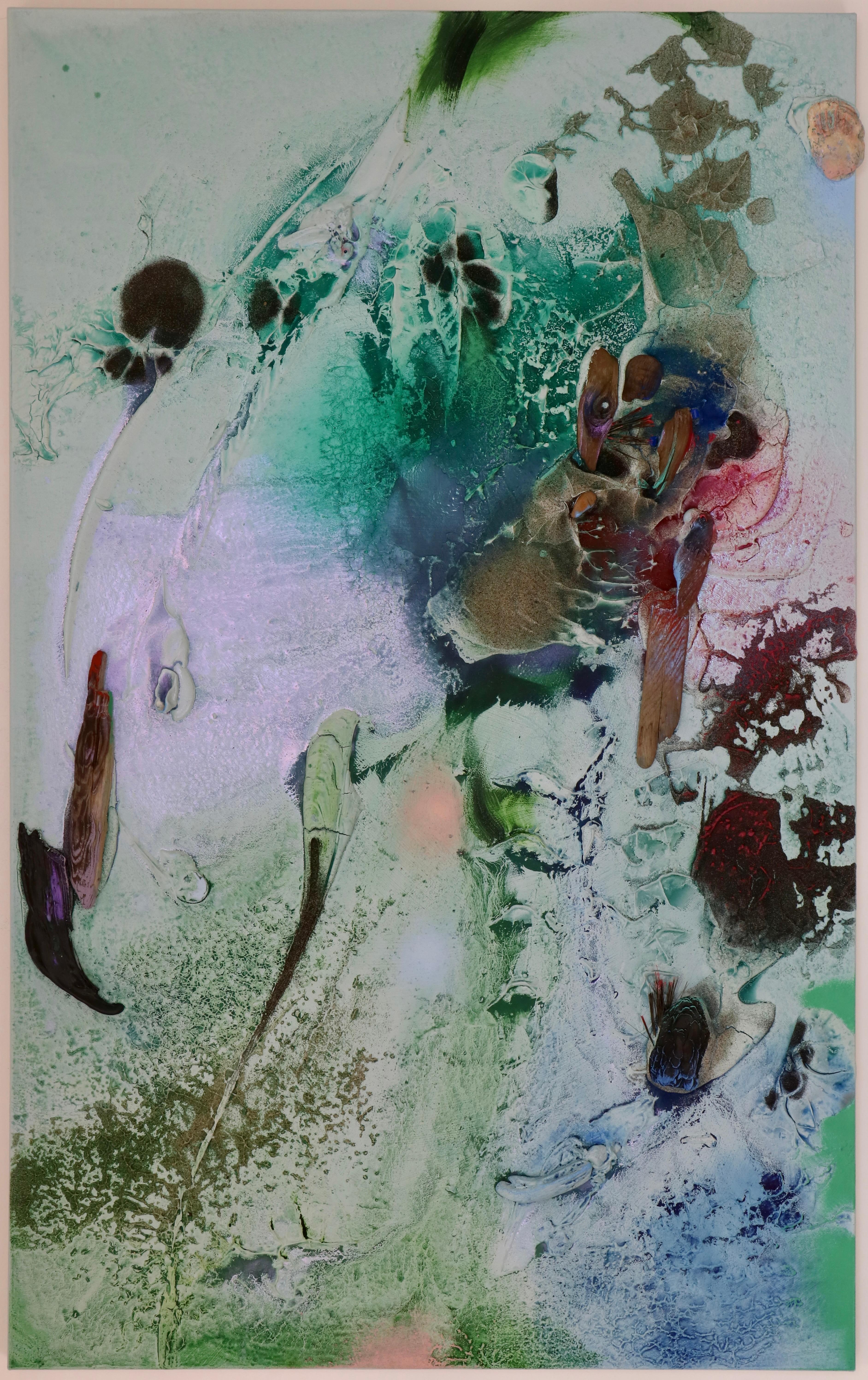 Vestiges spectrales I (Textur, organisch, biophil, Sand, Pastellfarben, Mischtechnik)