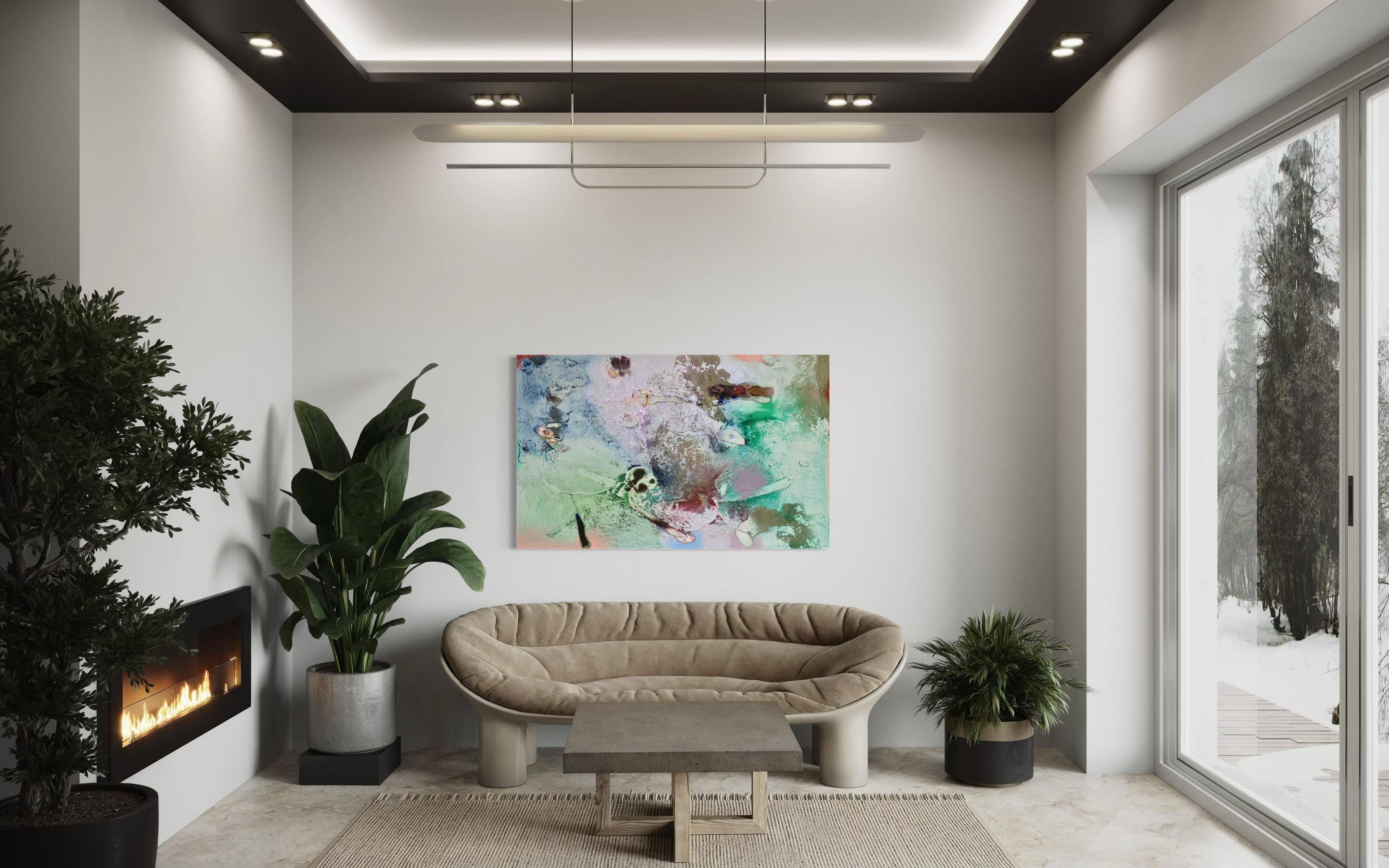 Vestiges spectrales II (texture, organic, biophilic, sand, pastels, mix-media) For Sale 2