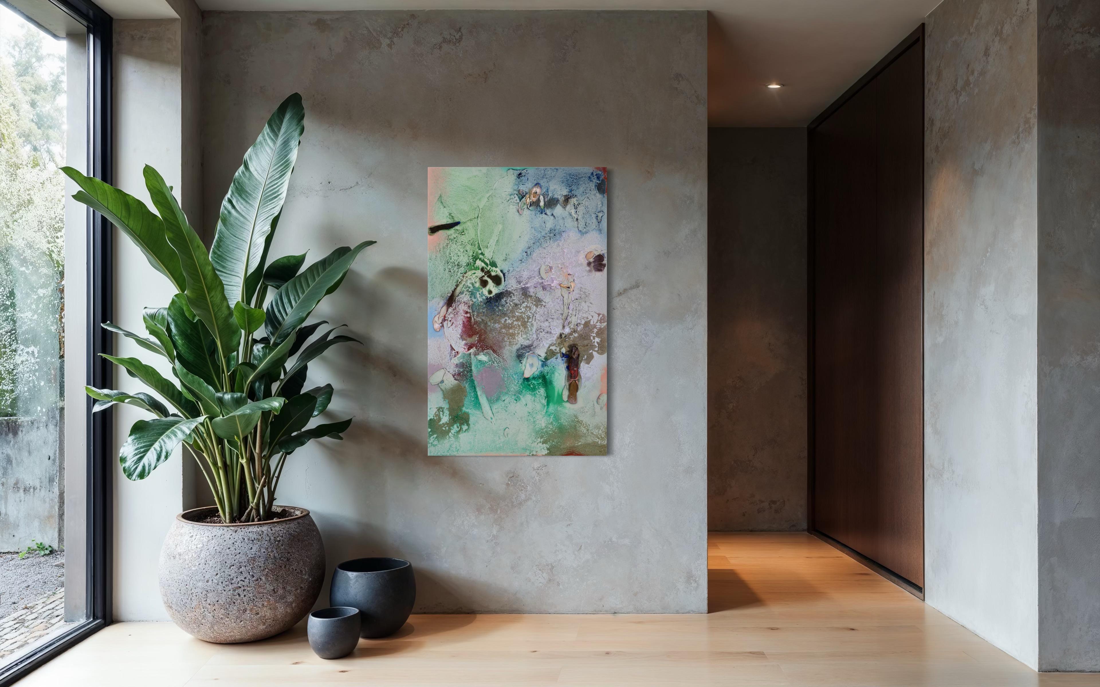 Vestiges spectrales II (Textur, organisch, biophil, Sand, Pastellfarben, Mischtechnik) im Angebot 2